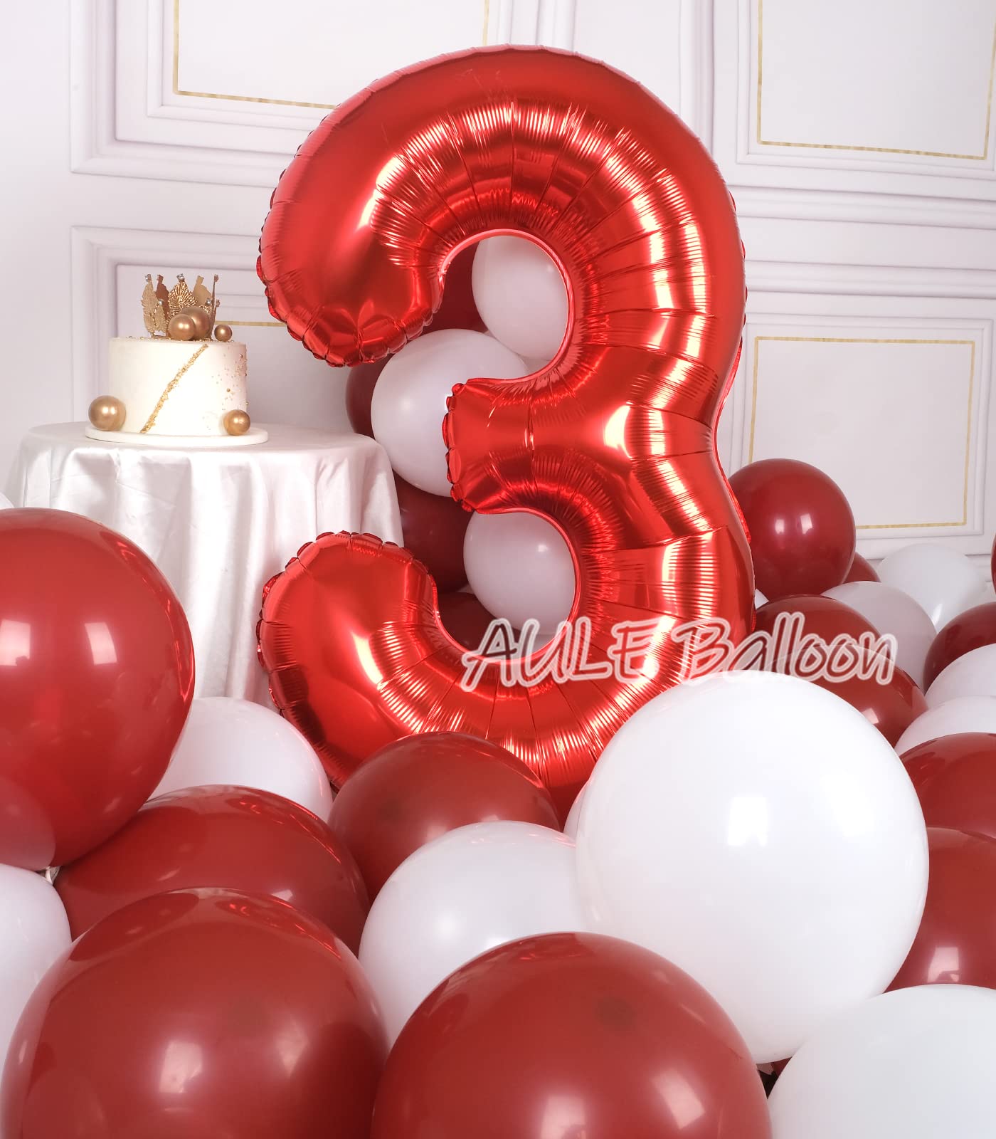 Palloncino Numero 3 Foil Gigante (83cm) Rosso - Per Compleanni, Anniversari, Gonfiabile Ad Aria O Elio - Foto 11