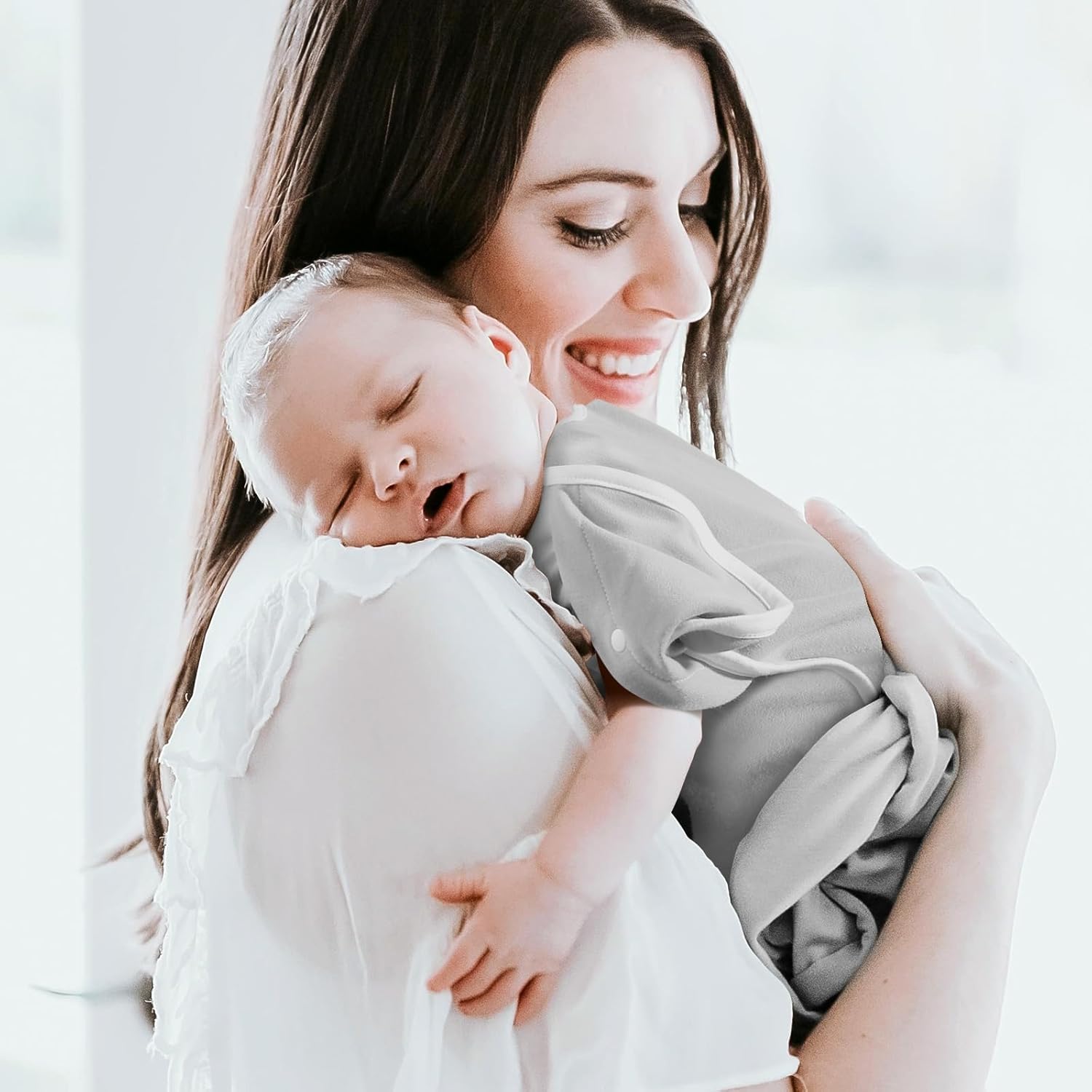 ANYEDDE 2-Pack Baby Swaddle 3-6 Months - Arms Up Swaddles with Removable Cuffs & 2-Way Zipper, Gray Stars Design, Breathable Cotton Newborn Sleep Bag