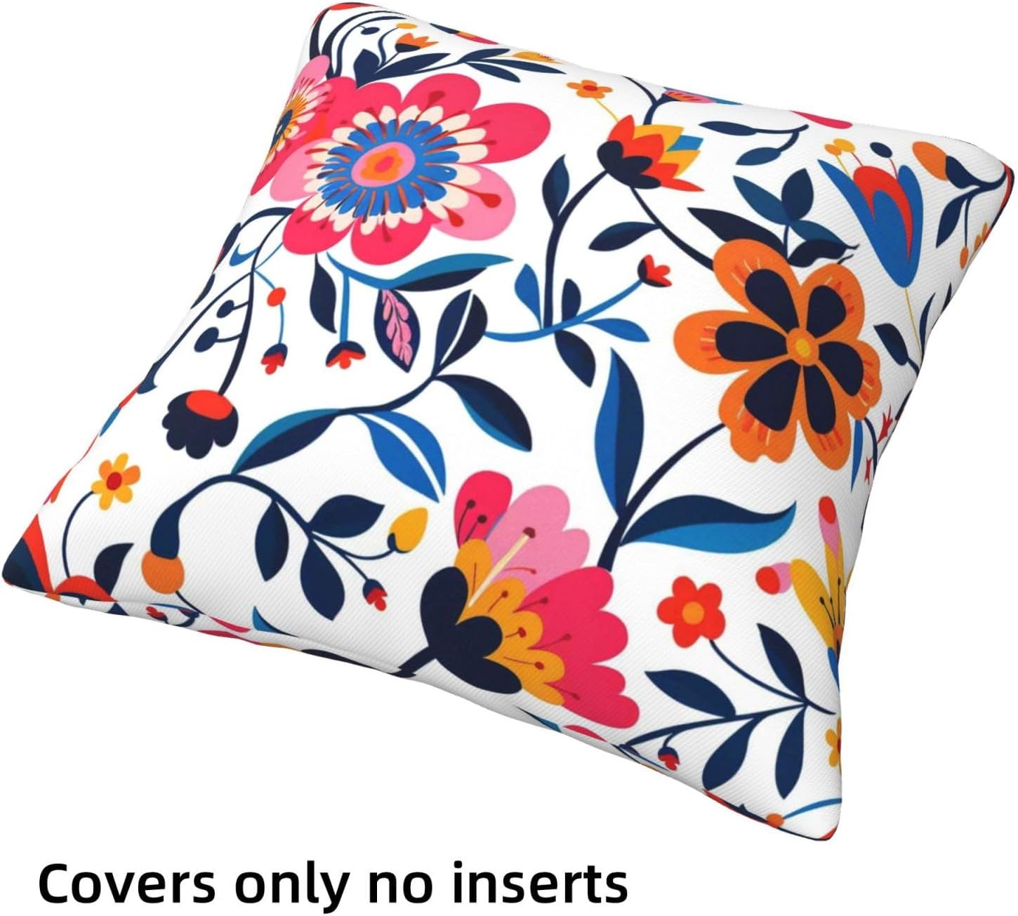 HOSTECCO Mexican Floral Throw Pillow Covers 20x20 inch Set of 4 Colorful Flowers Pillow Cases Ethnic Decorative Cushion Covers for Sofa Couch Bed