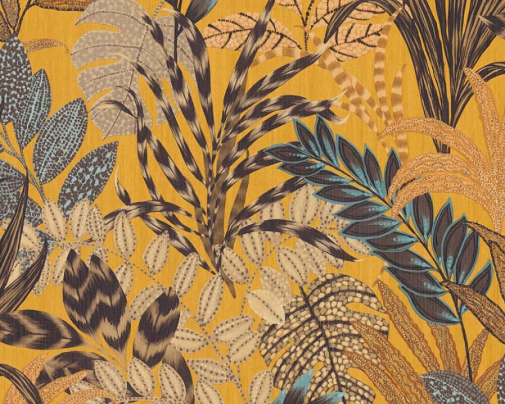 Yöl Yellow Vibrant Floral Leaf Print Vinyl Wallpaper Paste The Wall