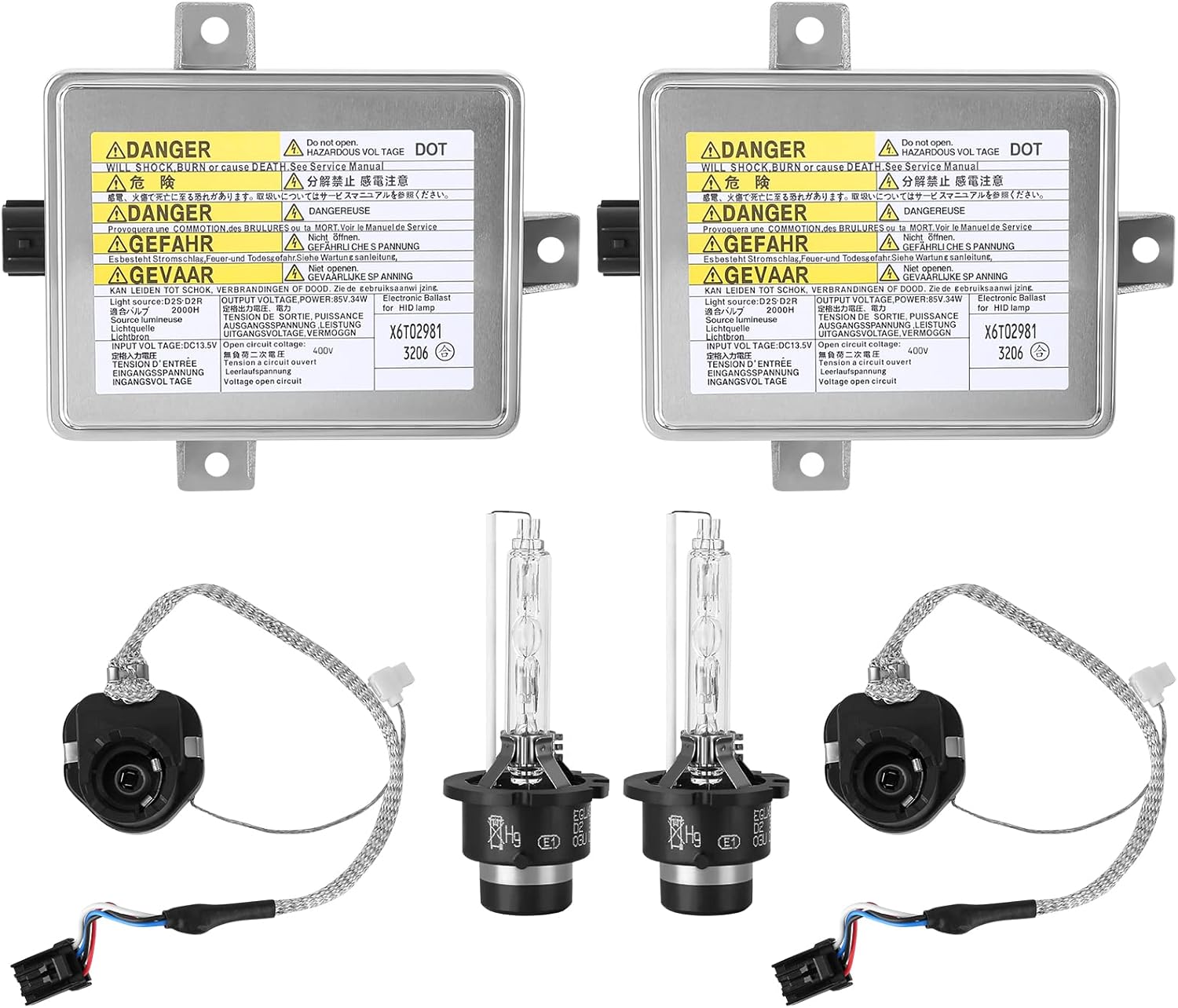 2PCS X6T02971 X6T02981 W3T15671 Xenon HID Headlight Ballast with Igniter and D2S Bulb Replace W3T10471 W3T11371,33119-S0K-A10 33109-S0K-A02 Replacement for Acura Honda Mazda Xenon HID Ballast
