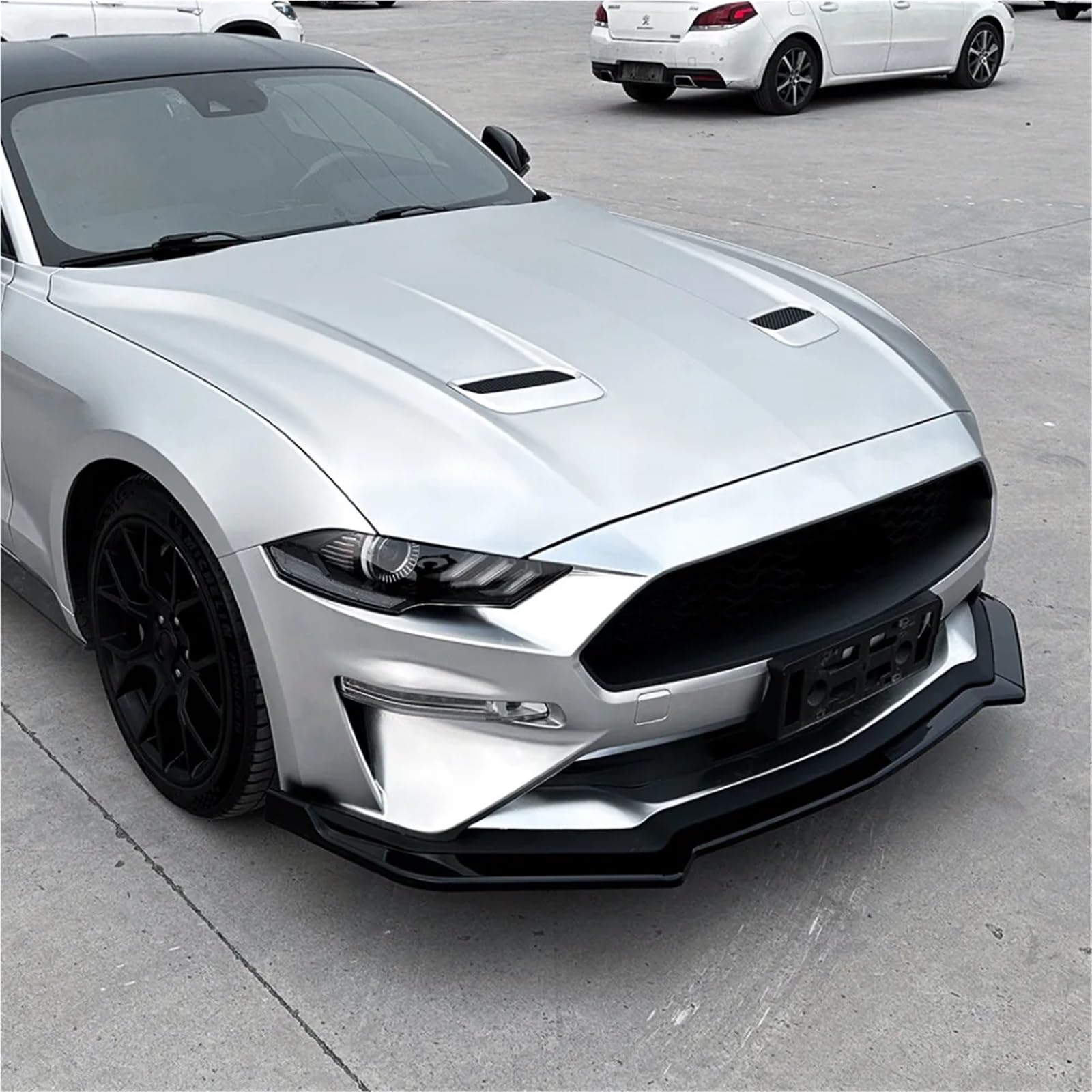 Spoiler Protection Avant Kit de carrosserie en PP pour Pare-Choc Avant Ford Mustang 2018-2023(Glossy Black)