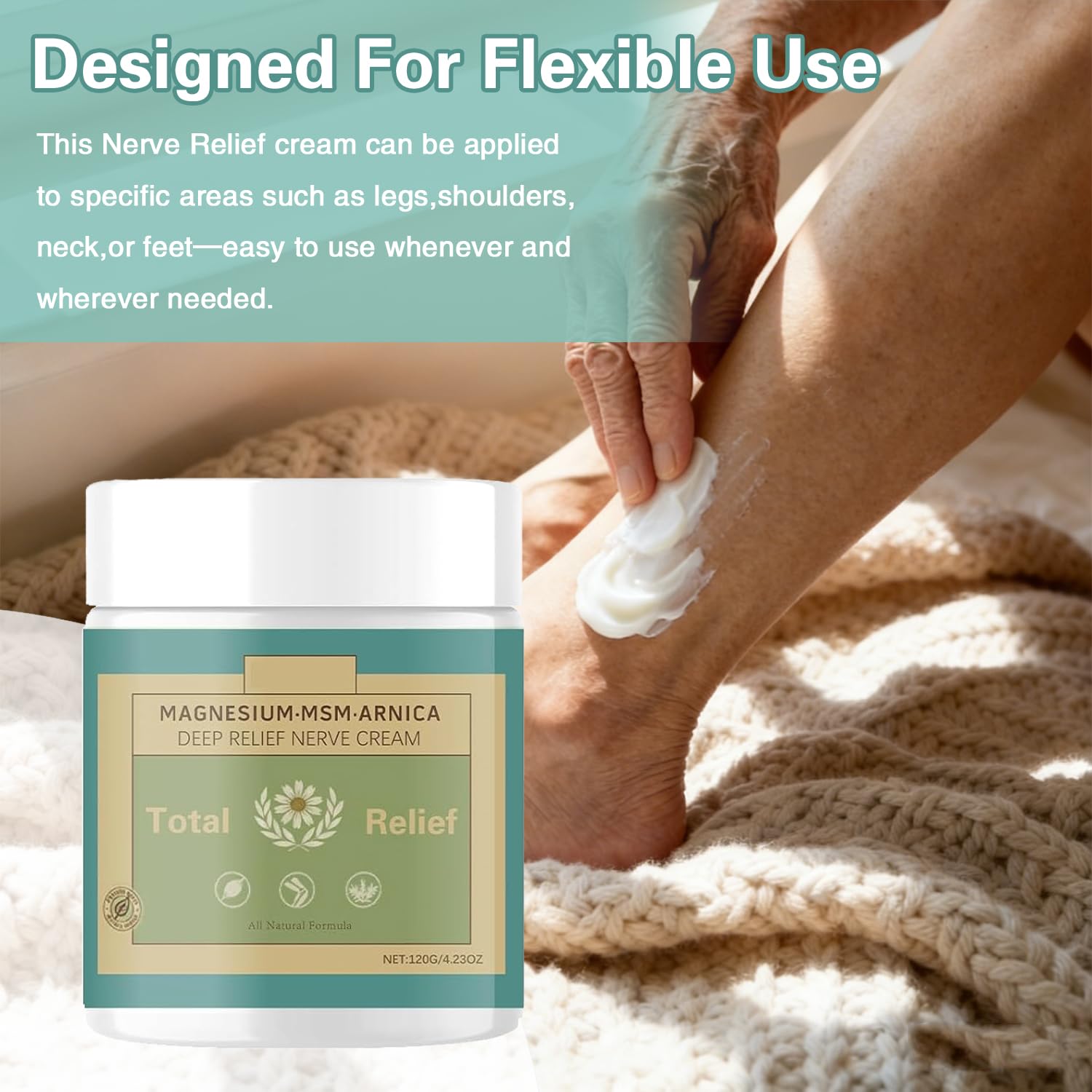 HANGWON Total Relief Magnesium Soothing Cream Advanced nerve Comfort with Arnica, Menthol, MSM,Fast-Absorbing for Relief Joint, Feet, Hands, Legs, Muscles, and Waist, Natural Ingredient -4floz/114g - 5