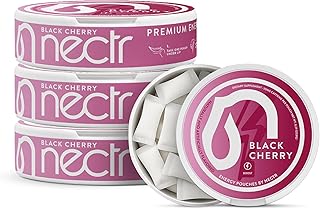Energy 50mg Caffeine Pouches - Black Cherry Flavored, Sugar-Free Brain Treats. 20x Mini Nicotine-Free Pouches Per Puck. Fast Focus & Energy Supplement - 4 Pack
