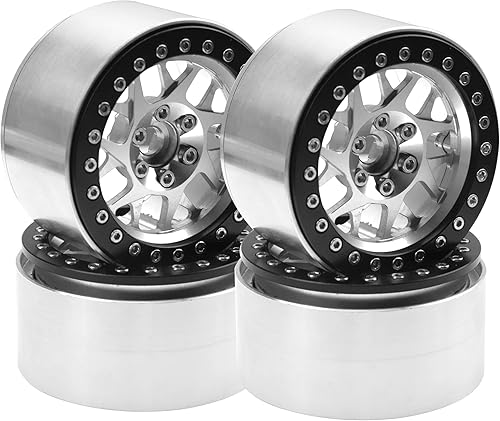 Paquete de 4 llantas HIRCQOO de metal de 2.2 pulgadas, 12 bujes hexagonales compatibles con Axial SCX10 90046 SCX10-III Redcat Gen7 D90 Traxxas TRX4