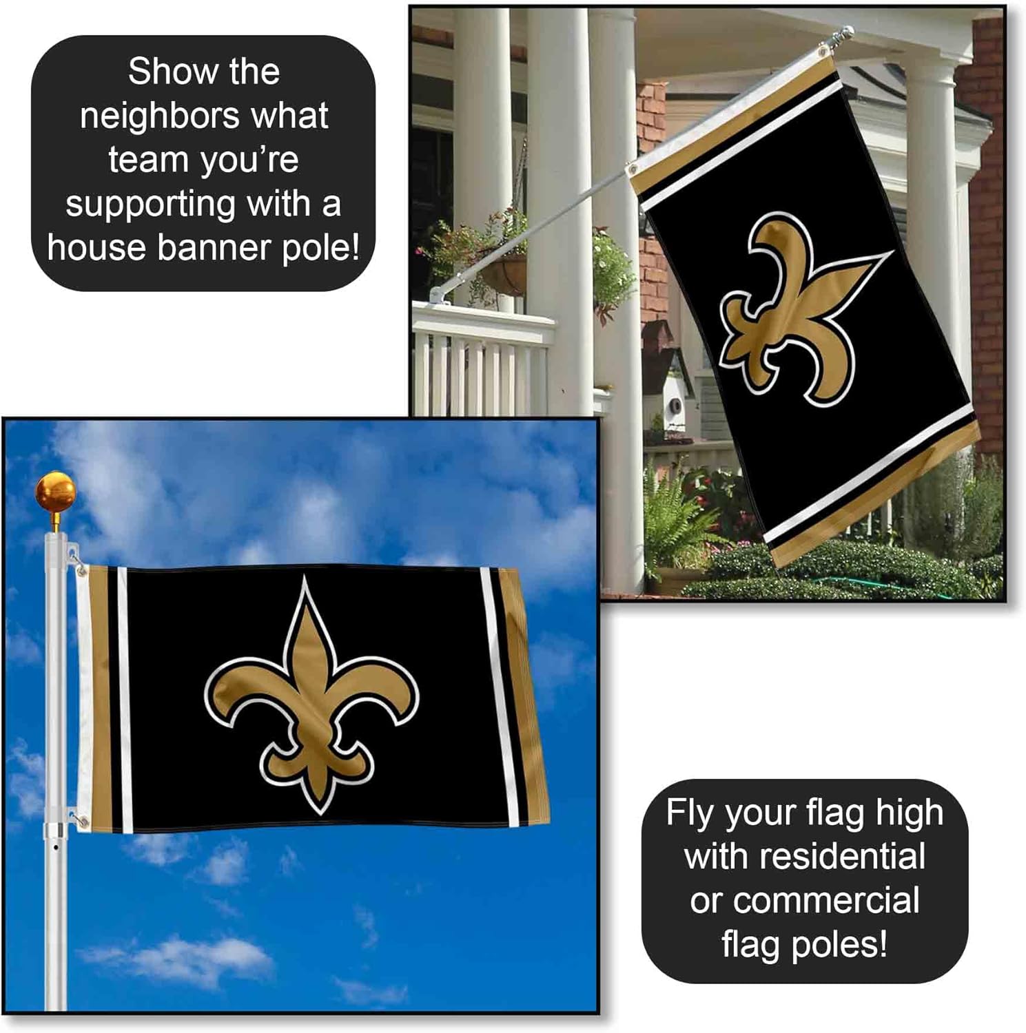 New Orleans Saints Large 3x5 Flag - Image 3