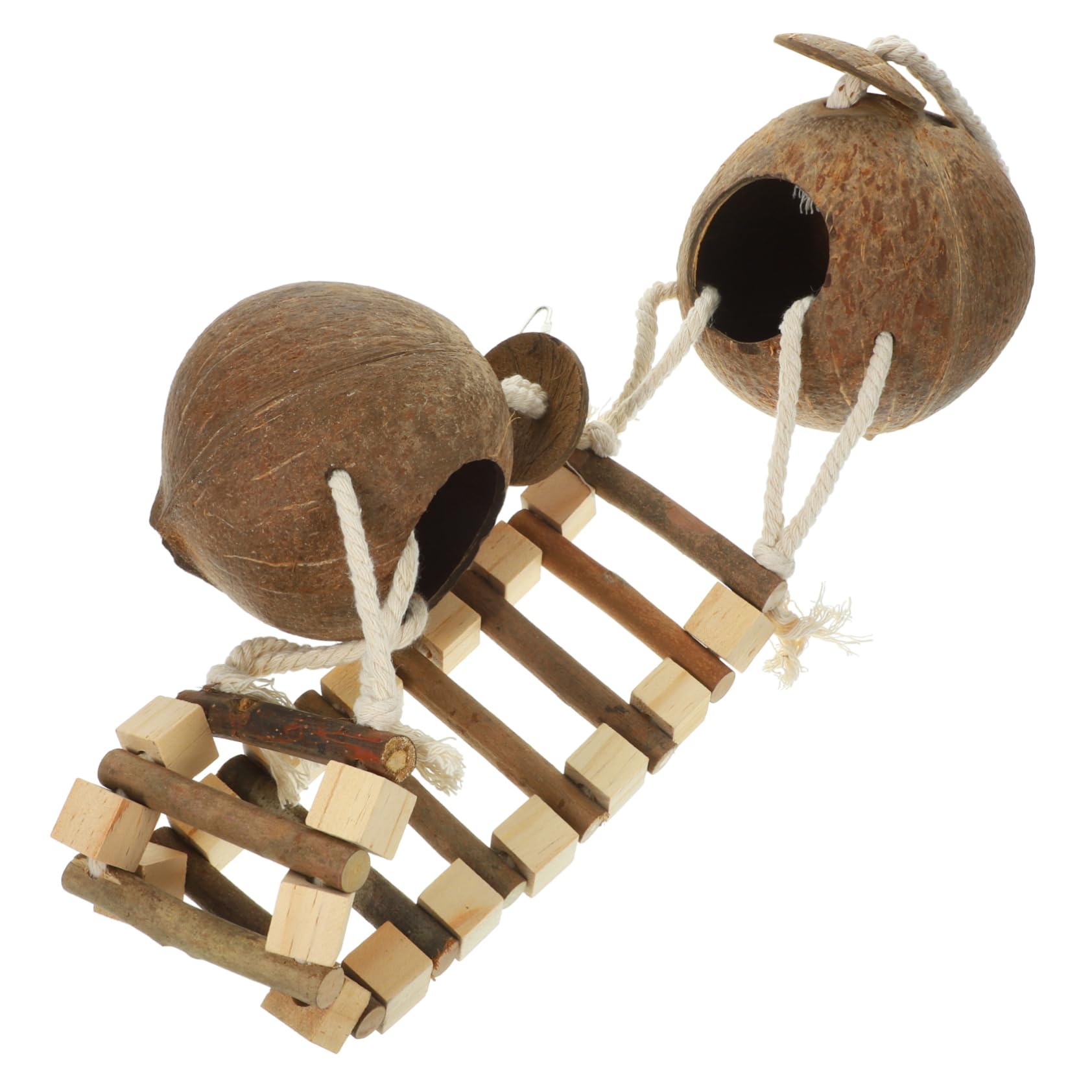 Nid de noix de coco avec cabine en bois naturelle pour oiseaux et cage