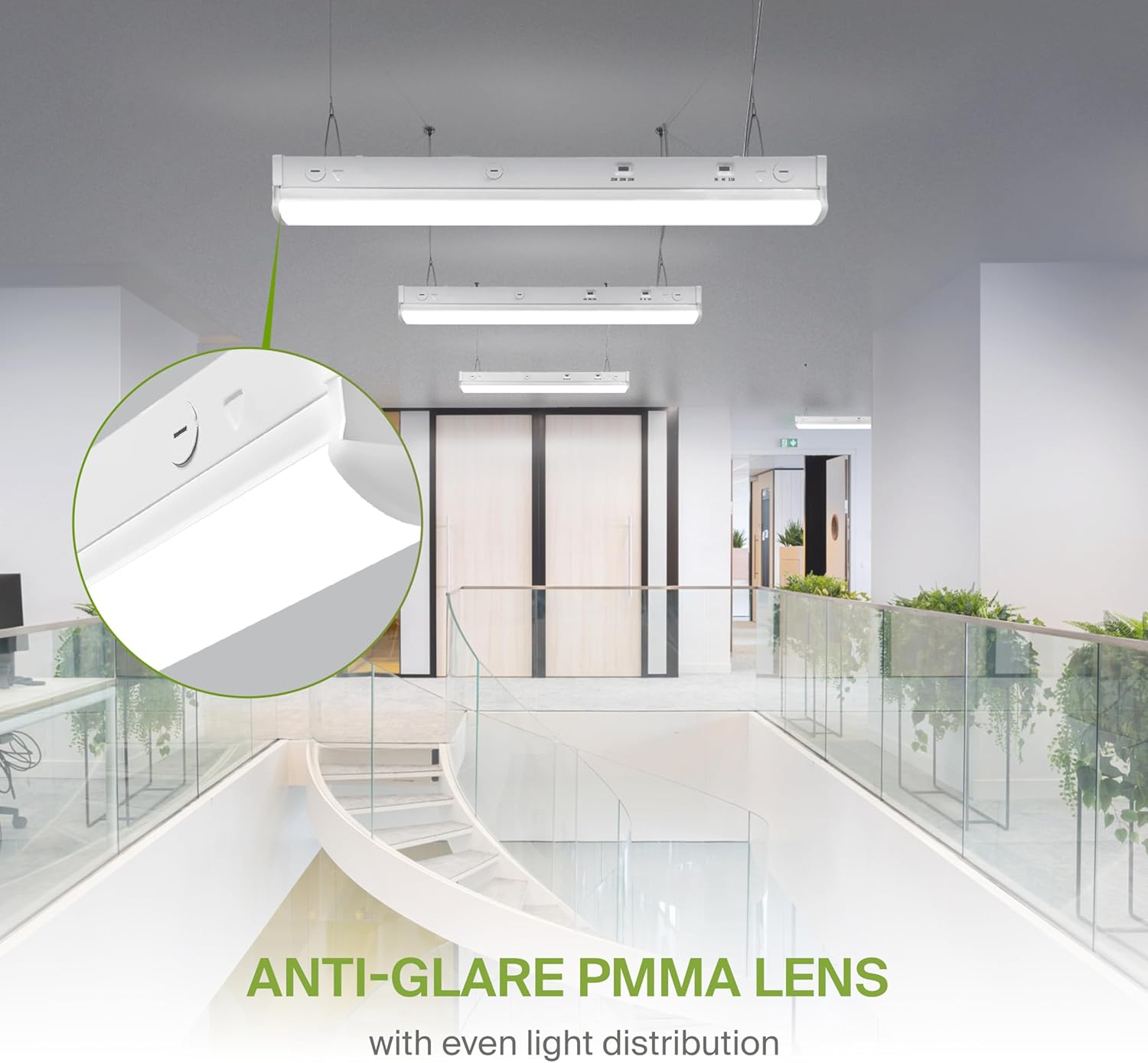 ASD 2ft LED Linear Strip Light Fixture - 15W-25W 3249LM Linkable LED Shop Light - 3000K-5000K Adjustable Dimmable Office & Workshop Commercial Ceiling Fixture - UL DLC