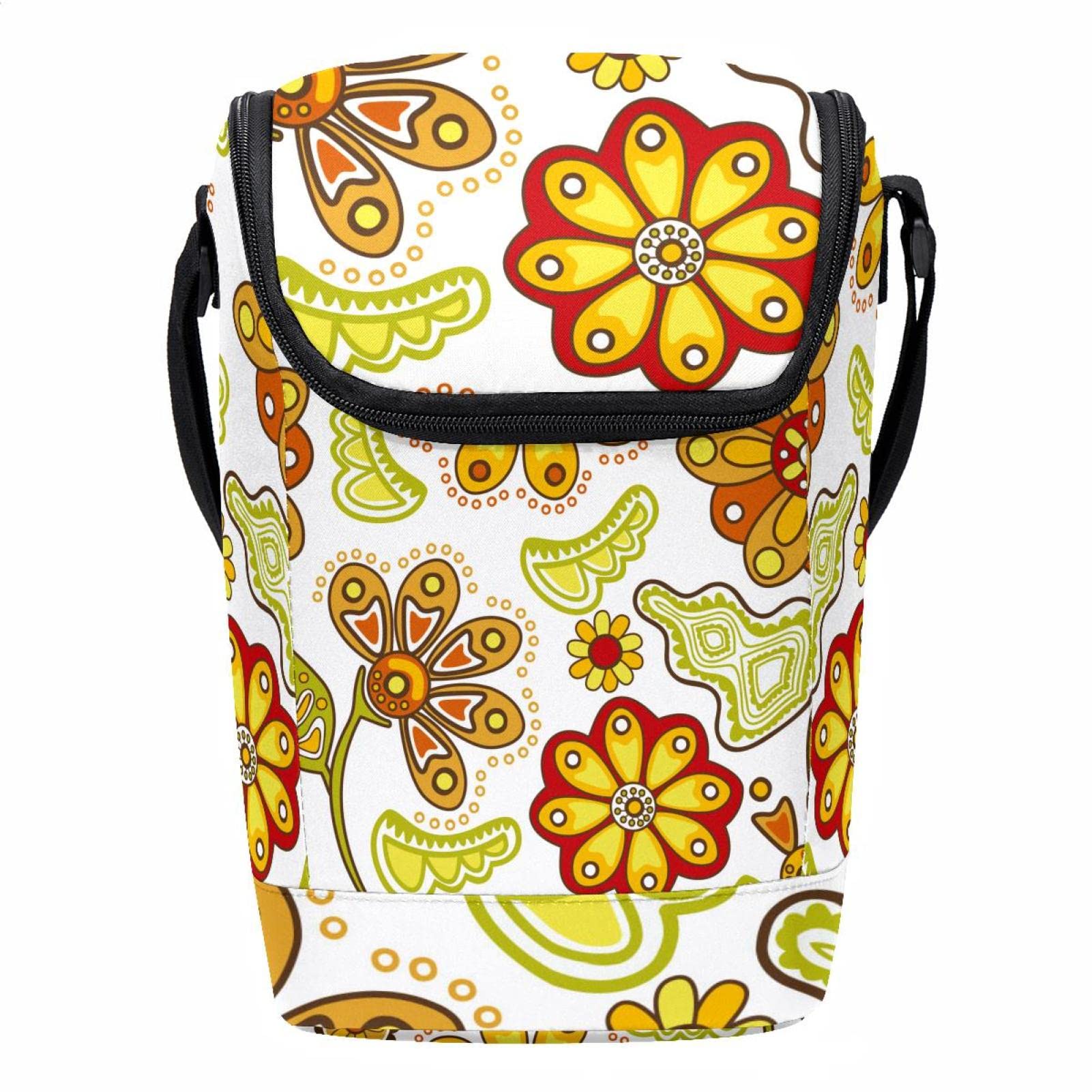Bolsa de almuerzo con estampado floral naranja para el trabajo de hombres y mujeres