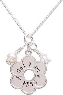 여아용 스털링 실버 "I Am a Child of God" 데이지 목걸이 종교 세례 및 첫 영성체 여아용 선물
