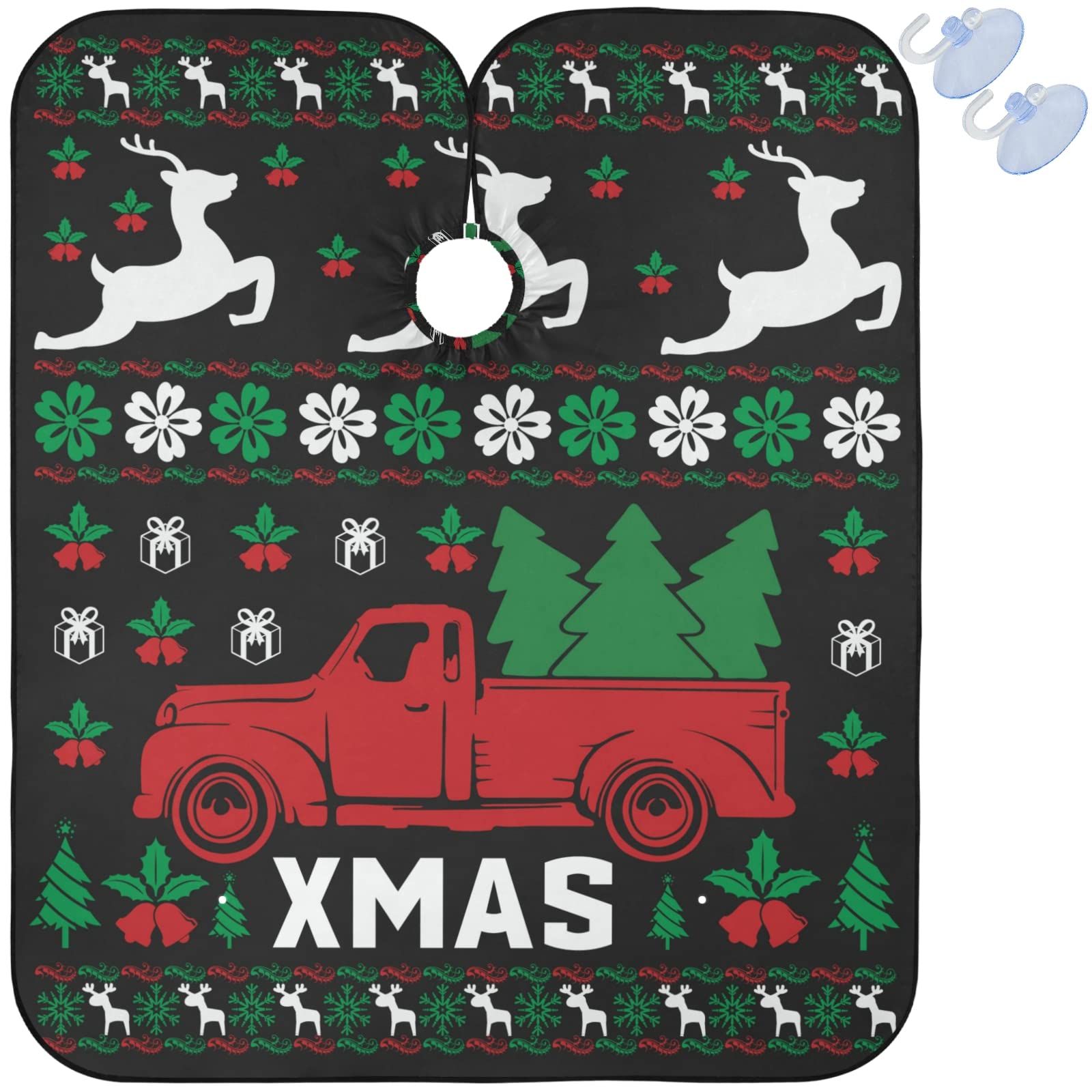 visesunny Barber Cape Merry Christmas Polyester Hair Cutting Salon Cape Apron Anti-Static Haircut Water-Resistant Shaving Cloth Beard Shaving Bib Hairdressing Cape