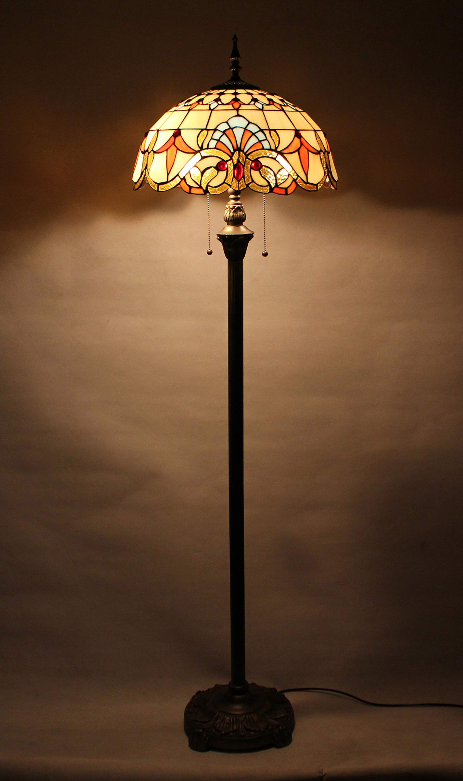 Tiffany Lampa stojąca, witrażowa, żółta lampa stojąca, 40 cm, antyczna lampa narożna, dekoracja sypialni, salonu, domowego biura (A4)