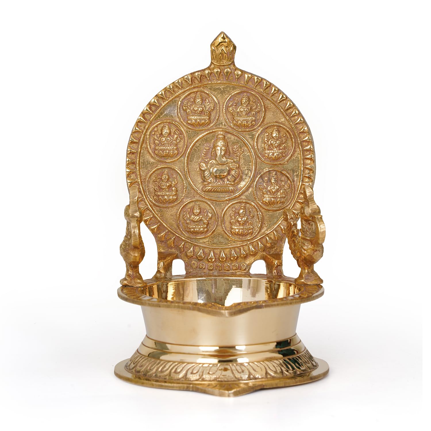 Ashtalakshmi Brass Oil Lamp No4 – Traditional Indian Diya for Pooja, Temple and Home Decor – Handcrafted Brass Deepam for Pooja and Decoration-image-32