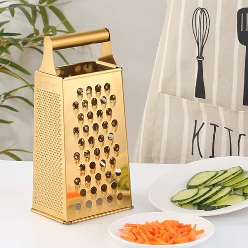 Miniatura 2 de Rallador de caja de 4 lados para cocina, rallador de queso de acero inoxidable con asa, cortador de verduras multifunción para queso, jengibre,