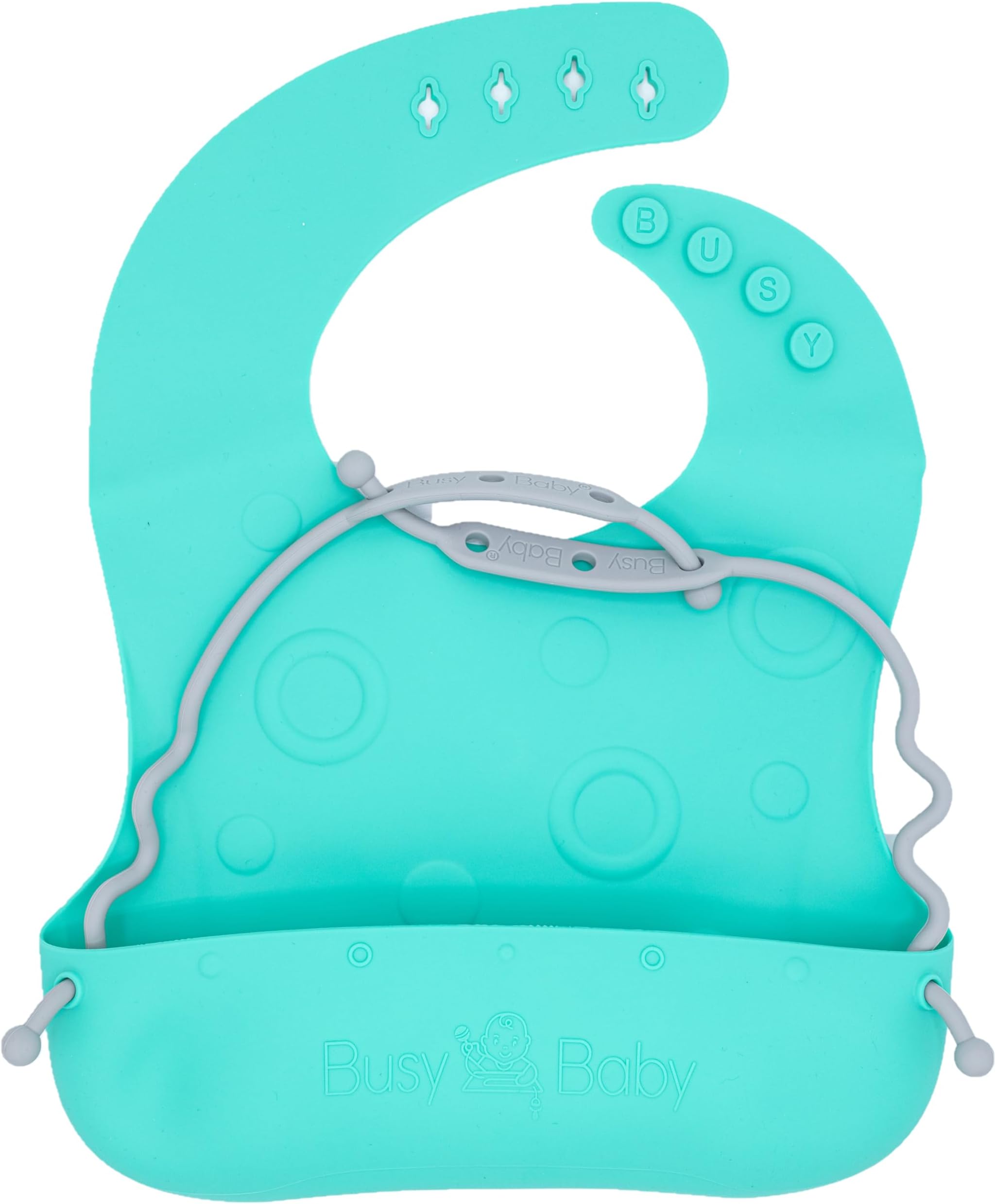 - Bungee Bib – Adjustable Silicone Bib with Pocket & Tether System for Mess-Free Meals with Babies & Toddlers