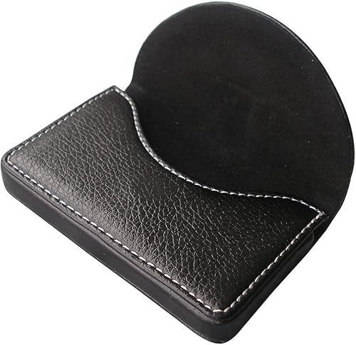 Miniatura 4 de KINGFOM Tarjetero de piel sintética para tarjetas de presentación, tarjetero universal con cierre magnético, color negro (25 tarjetas)