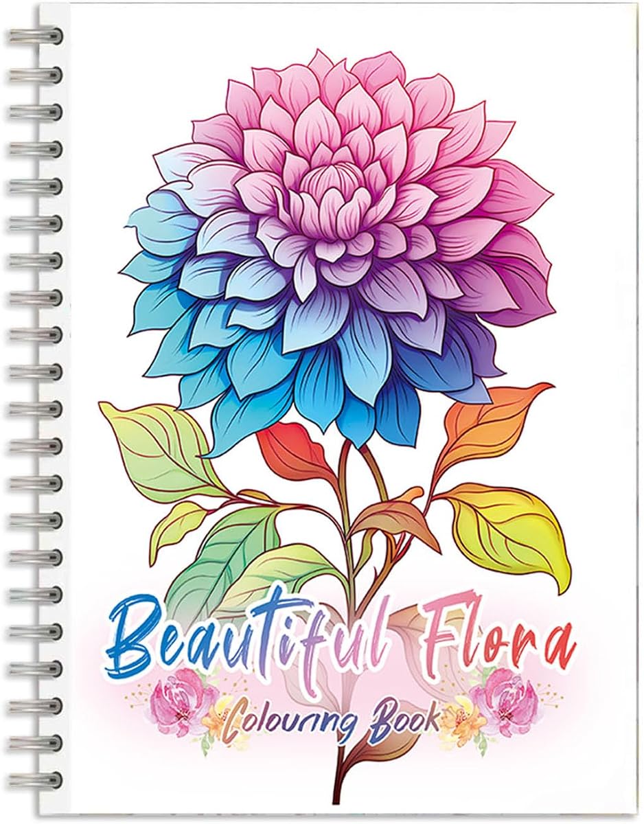 Tlenpo Coloring Books for Adults, 50 Spiral Single-Sided Flower Designs | Adult Coloring Books for Women, Thick Paper Non-Bleed, A Relaxation And Stress Relief Gift For Women