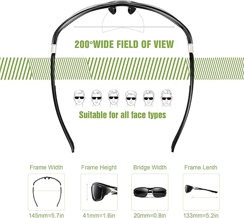 Miniatura 5 de Paquete de 3 lentes de sol deportivos polarizados para hombres, gafas de sol masculinas envolventes con protección UV para ciclismo, pesca y