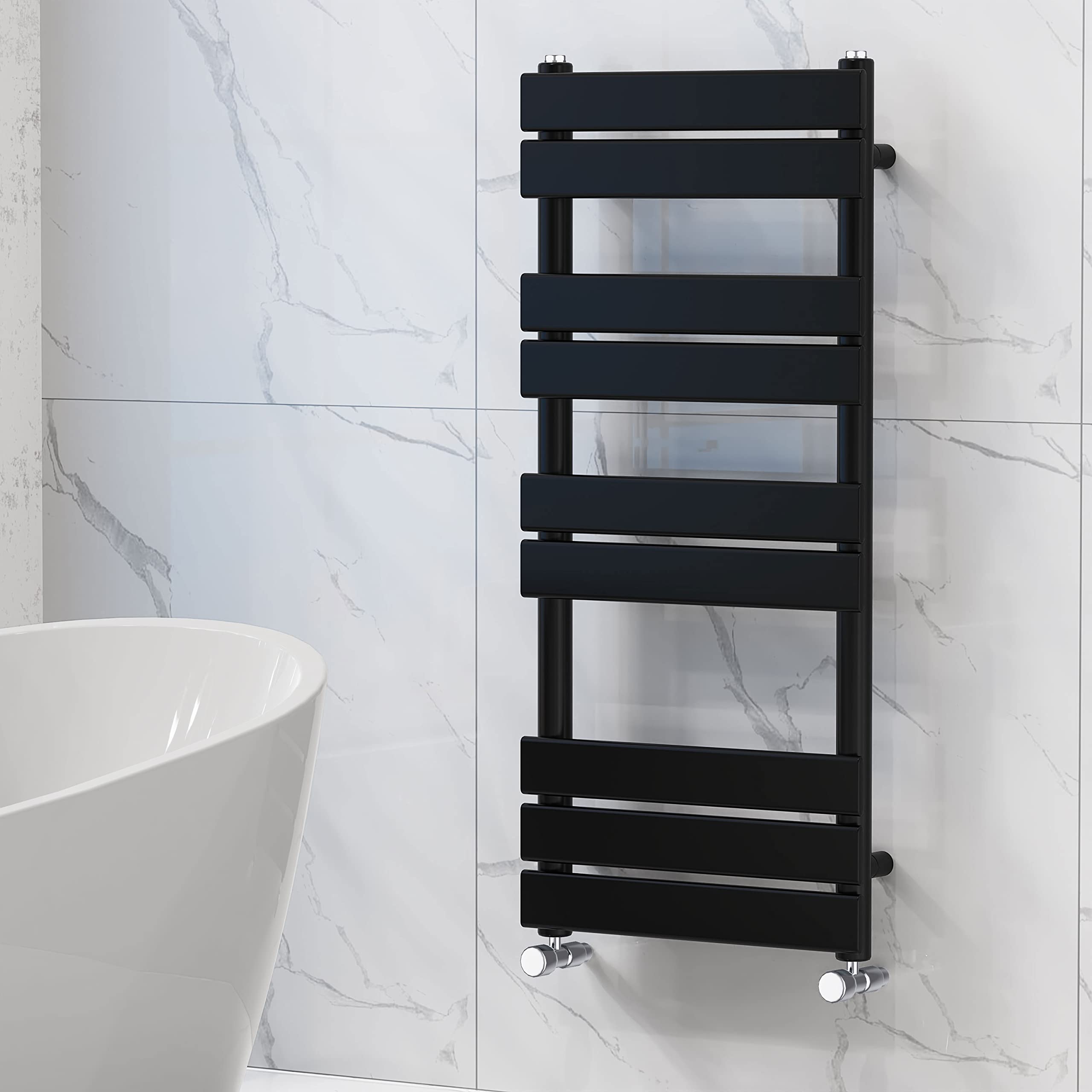 NRG Bathroom Flat Panel Heated Towel Rail Radiator 1000×450mm Black