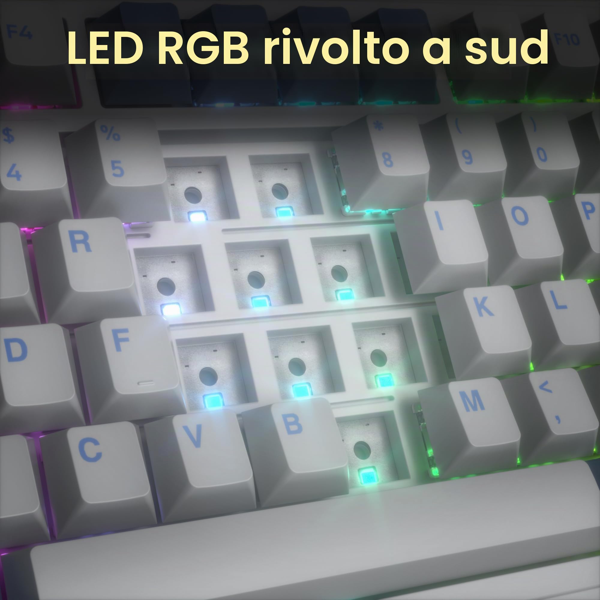 M75 Tastiera meccanica wireless con manopola, Tastiera da gioco meccanica compatta 75% RGB sostituibile a caldo BT5.0/2.4G/USB con Creamy Switch-5 schiume fonoassorbenti - QWERTY americana