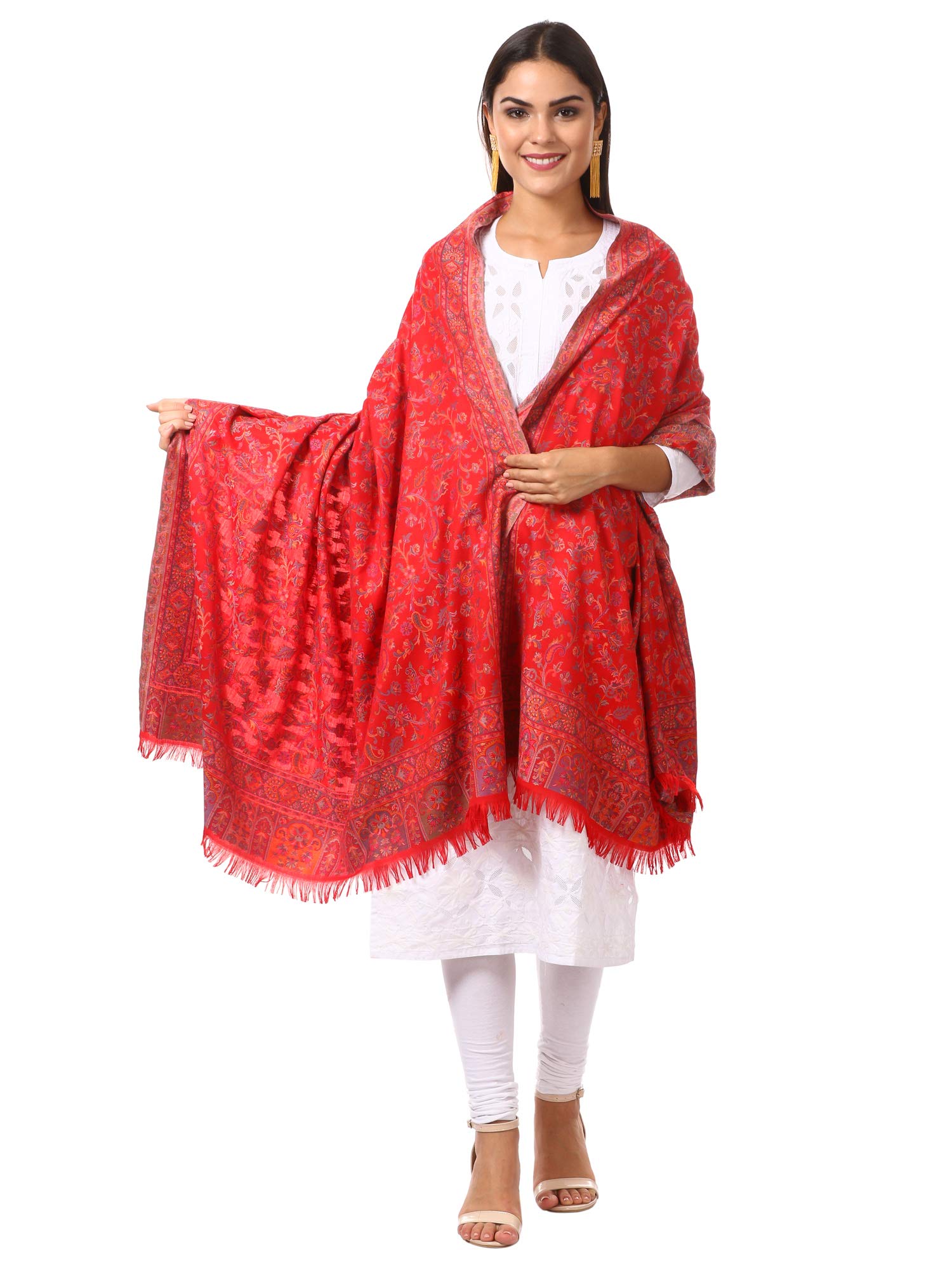 Pashtush Womens Kaani Shawl, Faux Pashmina, Woven Jacquard Design with Woven Kashmiri Paisleys, Soft and Warm Faux Pashmina (Taupe) 1