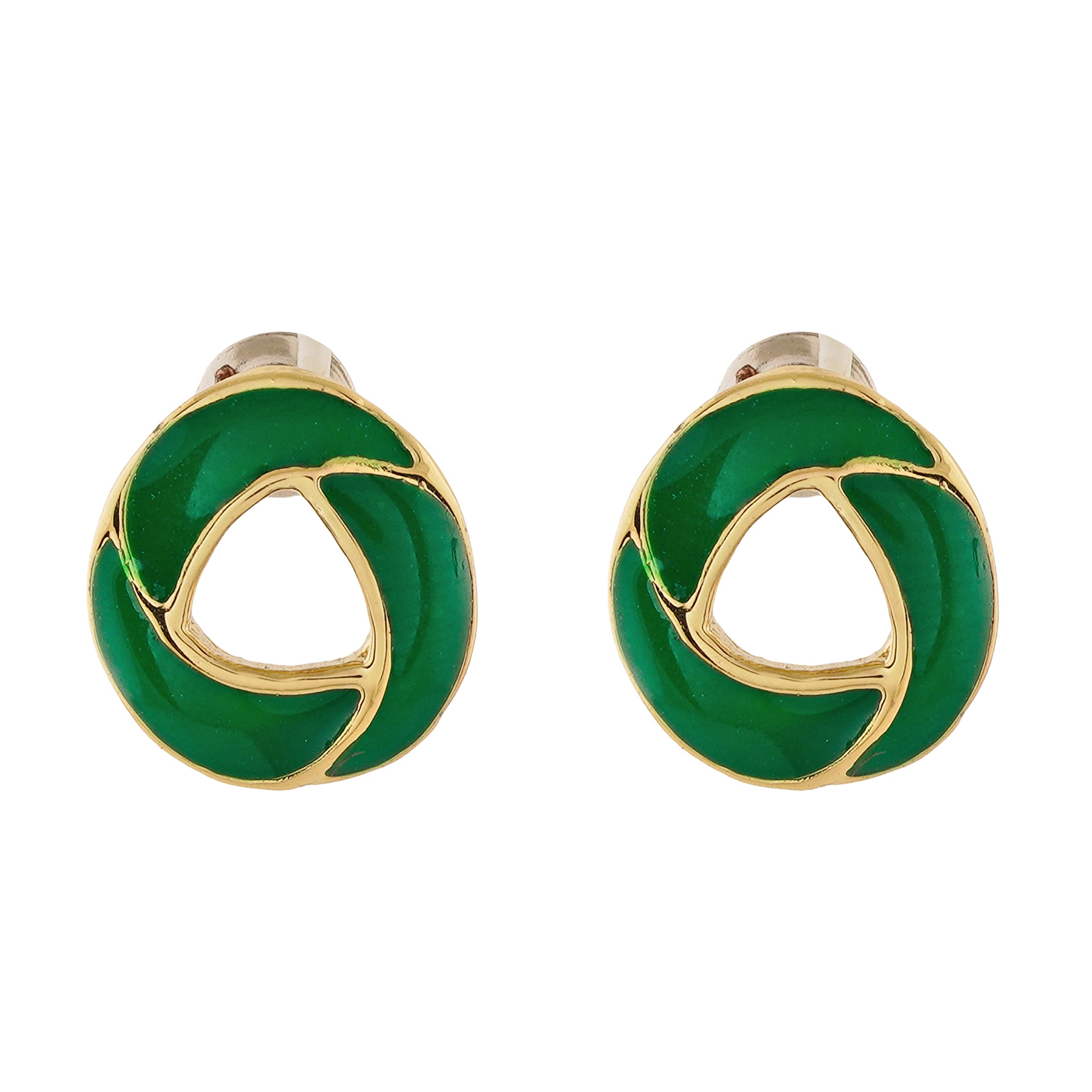 Estele Green Coloured Circular Latest Stylist Simple Looking Studs Gold Plated Earrings for Women (B08D6SGYK9) Amazon Price History, Amazon Price Tracker
