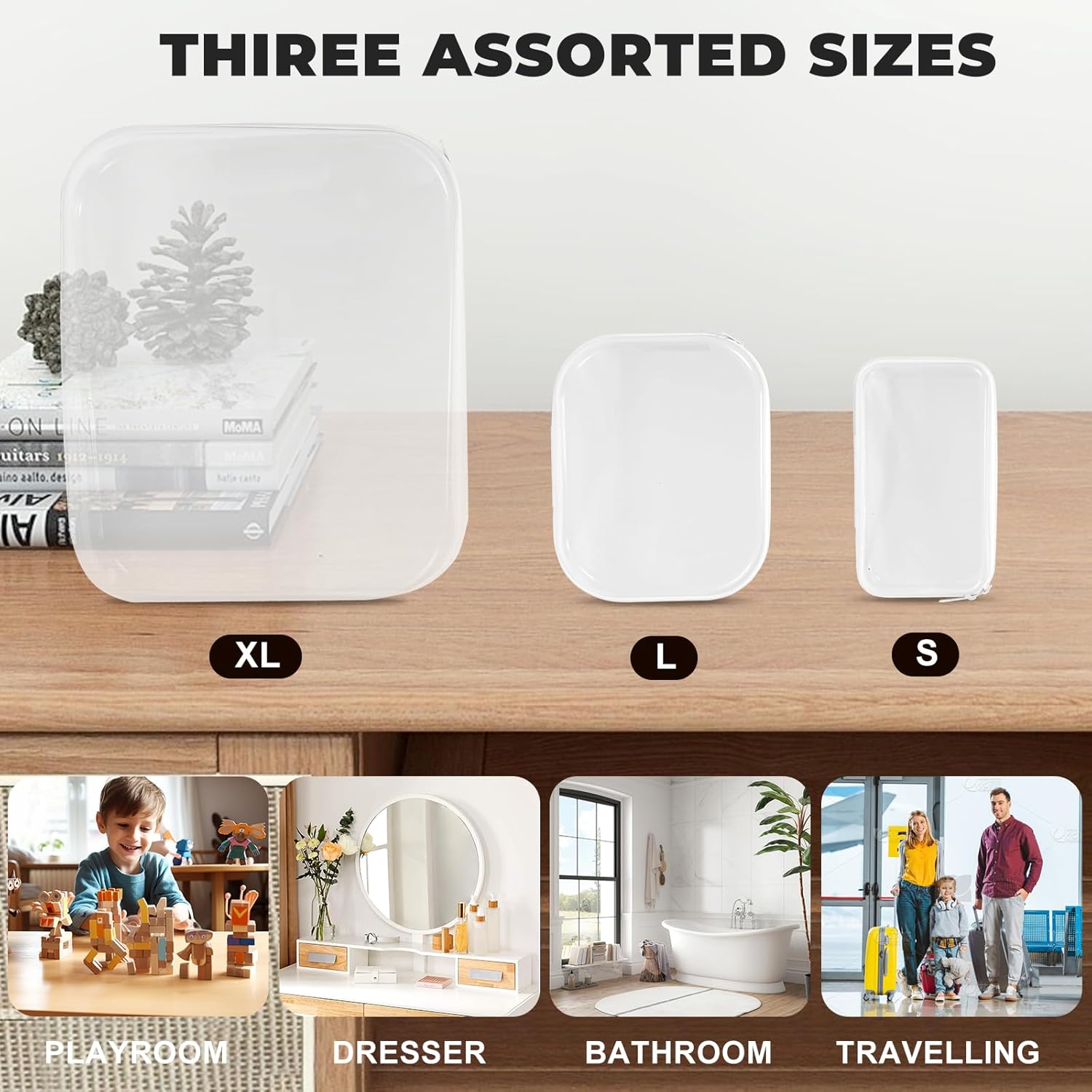 2pieces,Zippered Hard Pouch, Clear Hard Shell Zipper Case, Clear Plastic Storage Box Containers Small Toiletry Bag for Small Items, Toys, Building Blocks, Puzzles, Cosmetics & Stationery (Medium) - Image 4