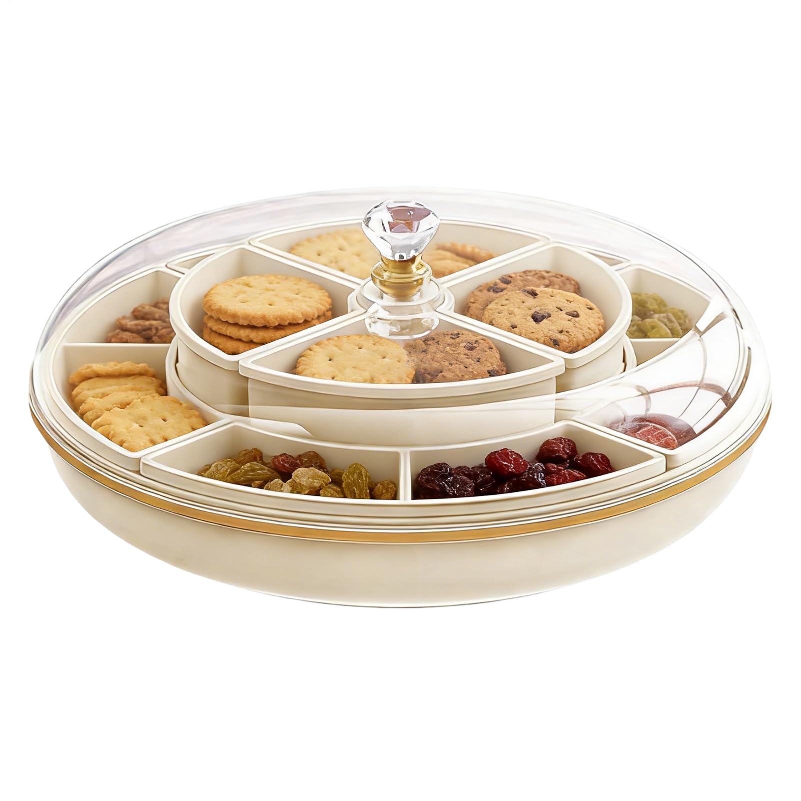 de Aperitivos Portátil de Doble Capa | Bandeja De Servir Snacks De Doble Capa Transparente Y Hermética para Frutos Secos, Caramelos, Viaje, Trabajo, y Despensa