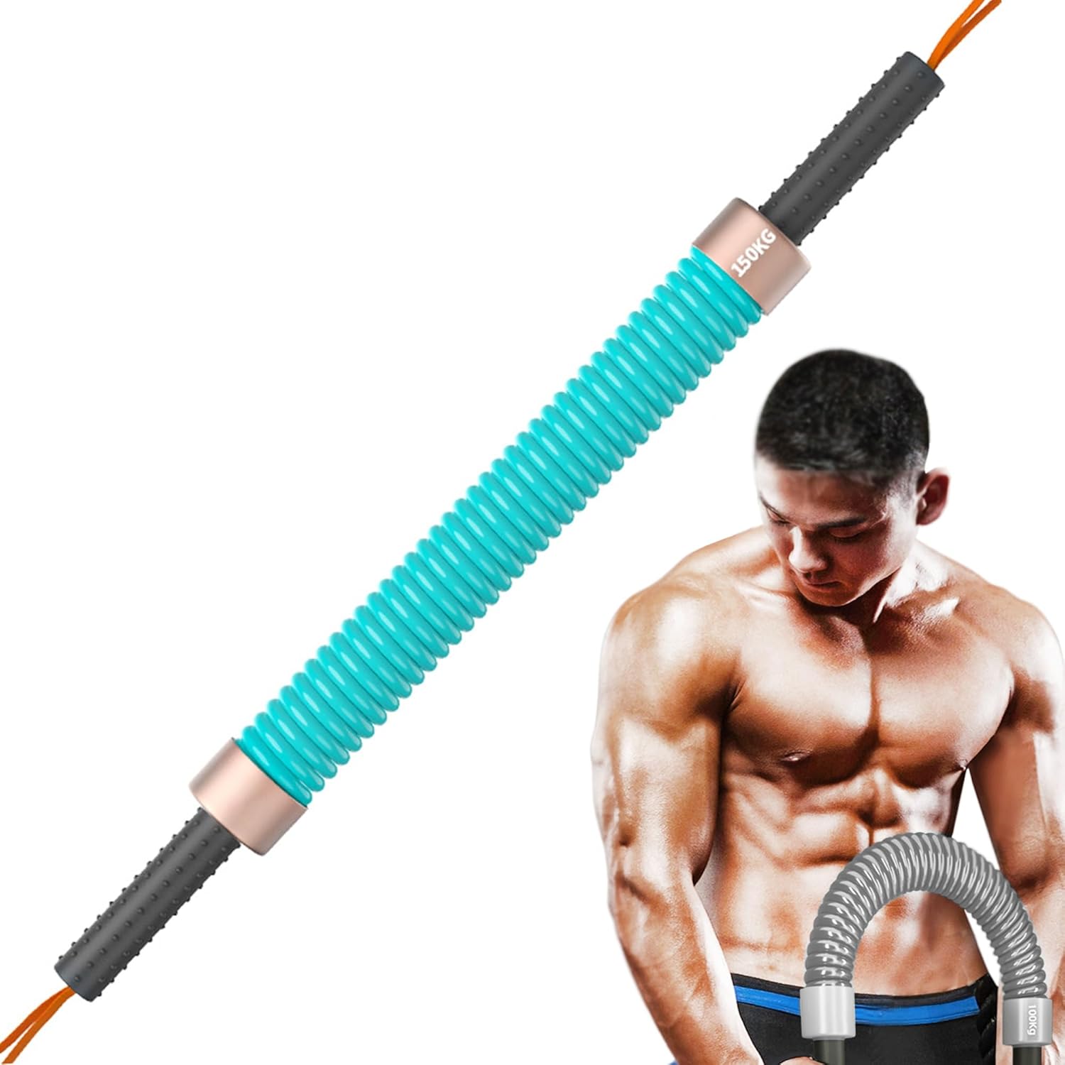 Power Twister Bar 130kg, 150kg, Portable Workout Equipment, Heavy Duty Spring Chest Expander for Chest, Shoulder, Forearm, Bicep and Arm