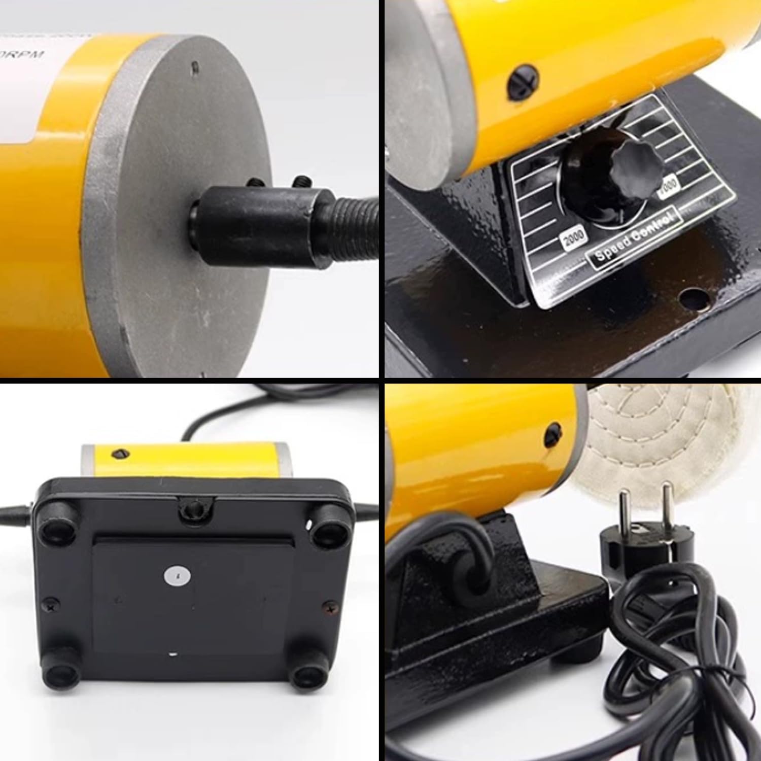 Mini Jewelry Polisher Adjustable Speed Electric Buffing Machine with 2 Cloth Wheels for Jewelry, Metal, Wood, Jade, Plastic Polishing & Dental Work