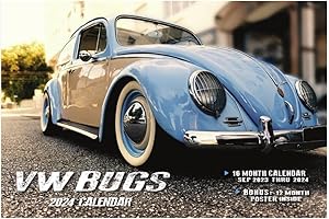 2024 VW Bugs Deluxe Wall Calendar - Beetle Car Autos Micro Bus Vintage Automobiles