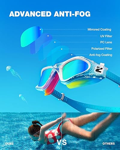 Miniatura 6 de ZIONOR G1MINI MIX - Gafas de natación para niños, con bloques de color, polarizados, sin fugas, antiniebla, para niños (3-14) N