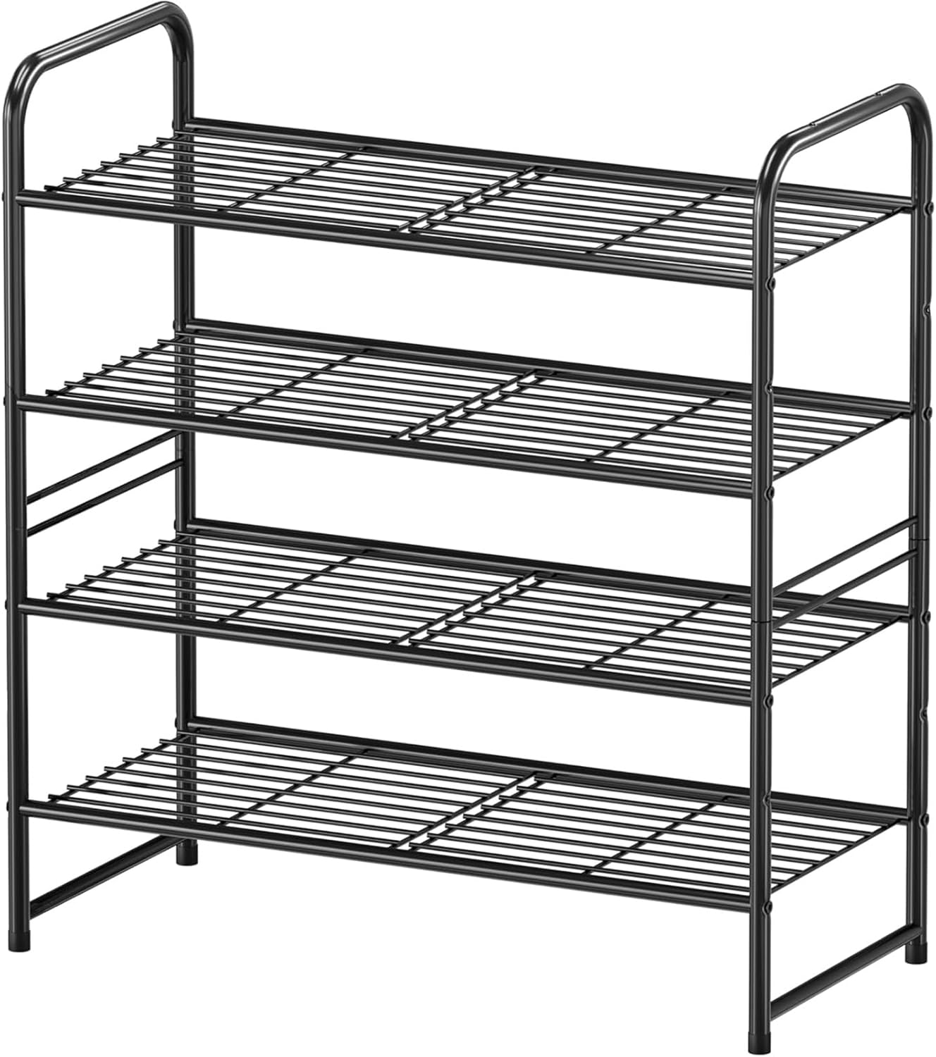 Shoe Rack 2 Tier, Closet Shoe Organizer Shelf Stackble, Heavy Duty Metal, White