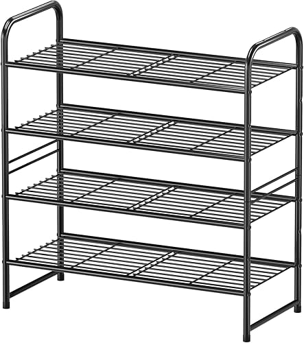 Vista 11 de Zapatero de 2 niveles para armario, organizador de almacenamiento de zapatos extra largo de 44 pulgadas para estantes, metal resistente, fácil