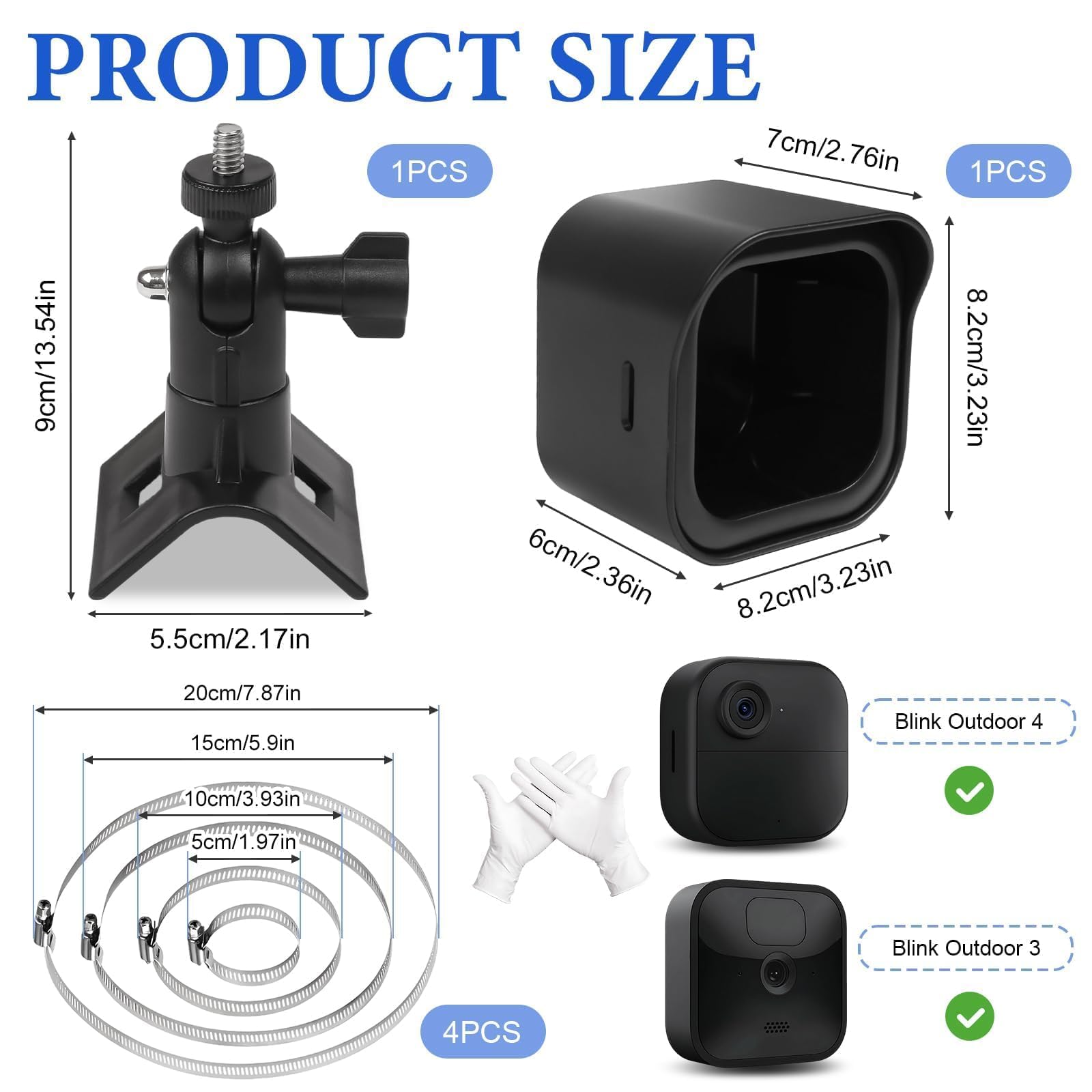 Supporto per Blink Outdoor Telecamer, Supporto da Parete Regolabile a 360°, 1PC Staffa per Telecamera Esterna +1PC Blink Outdoor3/4 Custodia Protettiva per Sorveglianza in ABS, Nero