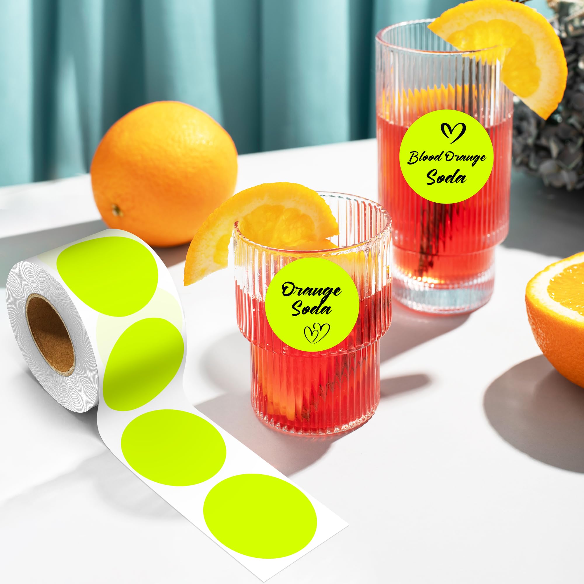 PARLAIM Lot de 4 rouleaux de 2 000 étiquettes autocollantes rondes de 5,1 cm (jaune fluo)