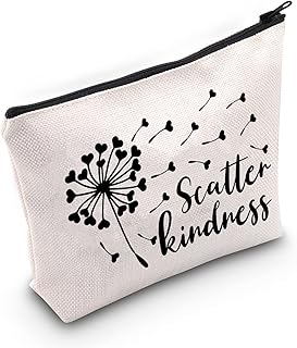 G2TUP Be Kind Gift Dandelion Scatter Kindness Makeup Bag Positive Cosmetic Bag Dandelion Wish Inspirational Gift Motivational Zipper Travel Bag (Dandelion Scatter Kindness White)