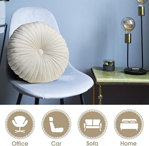 Miniatura 5 de Namalu Almohada redonda de 13.8 pulgadas, almohada decorativa redonda de terciopelo para el suelo, cojín de calabaza pequeña para sala de estar,