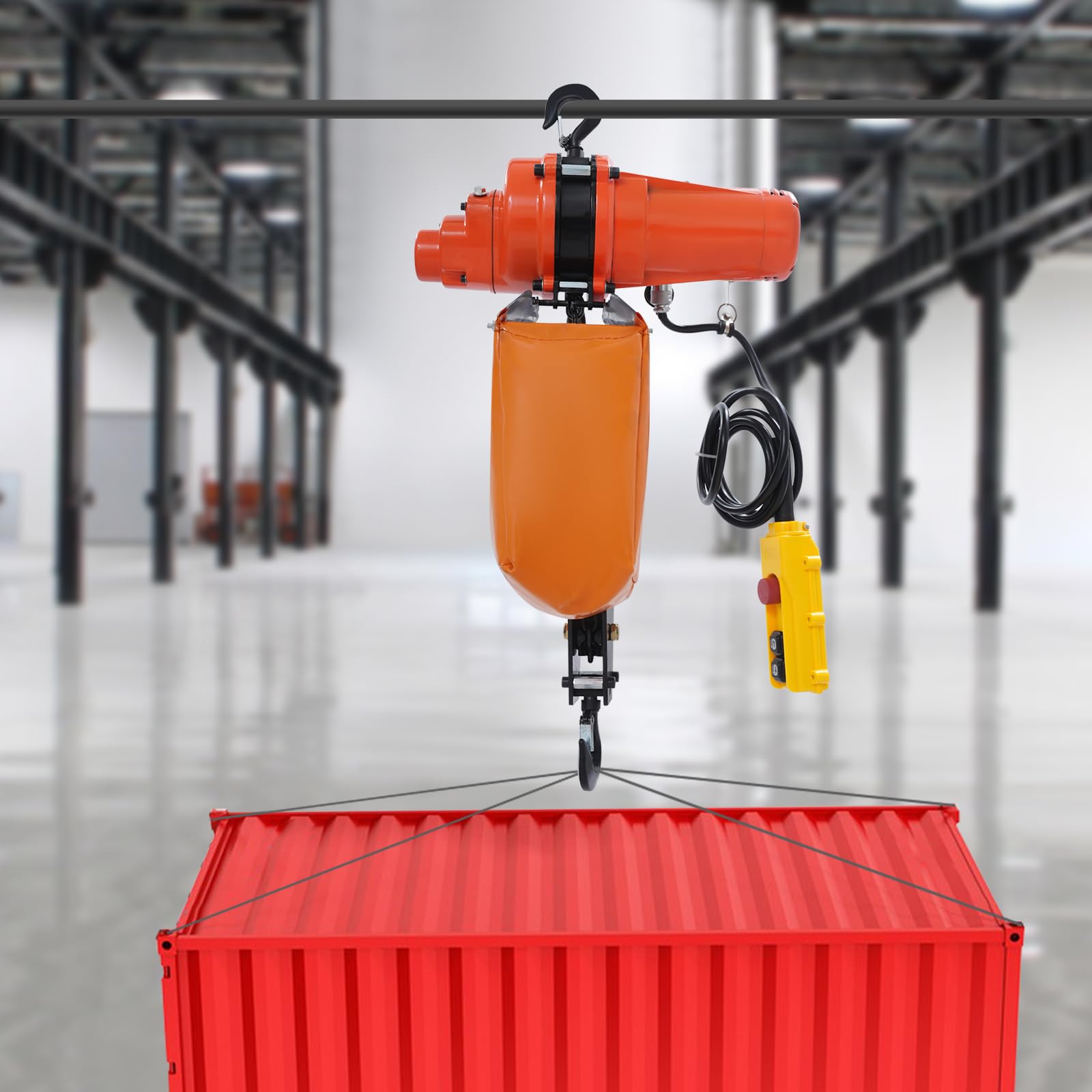 Electric Chain Hoist 2200lbs, 1300W Heavy Duty Motor, 10Ft Wired Remote Control & Steel Chain, Dual Brake System, Max Lift Height 10Ft, Crane Hoist for Warehouse Garage Workshop