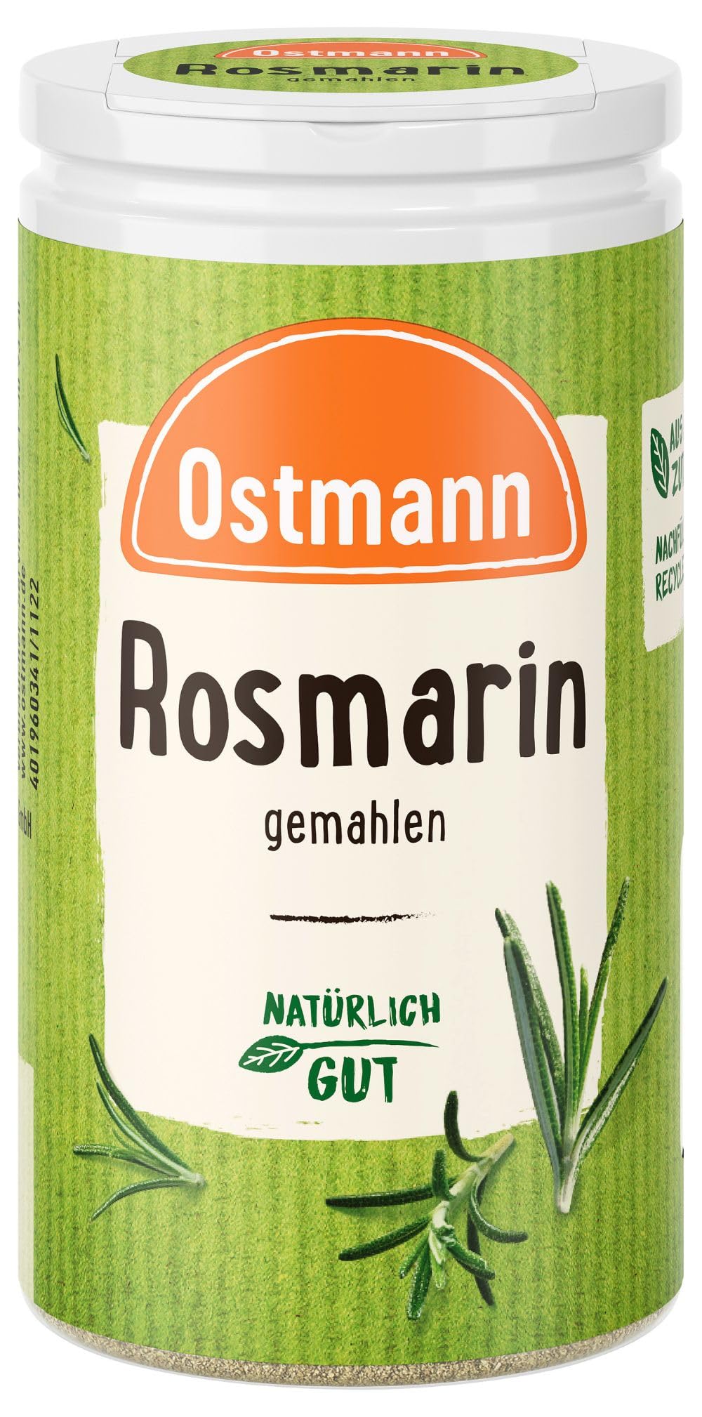 Ostmann Gewürze - Rosmarin gemahlen | Würzige Kräuternote für Fleisch, Fisch und Kartoffeln | 20 g in der Streudose