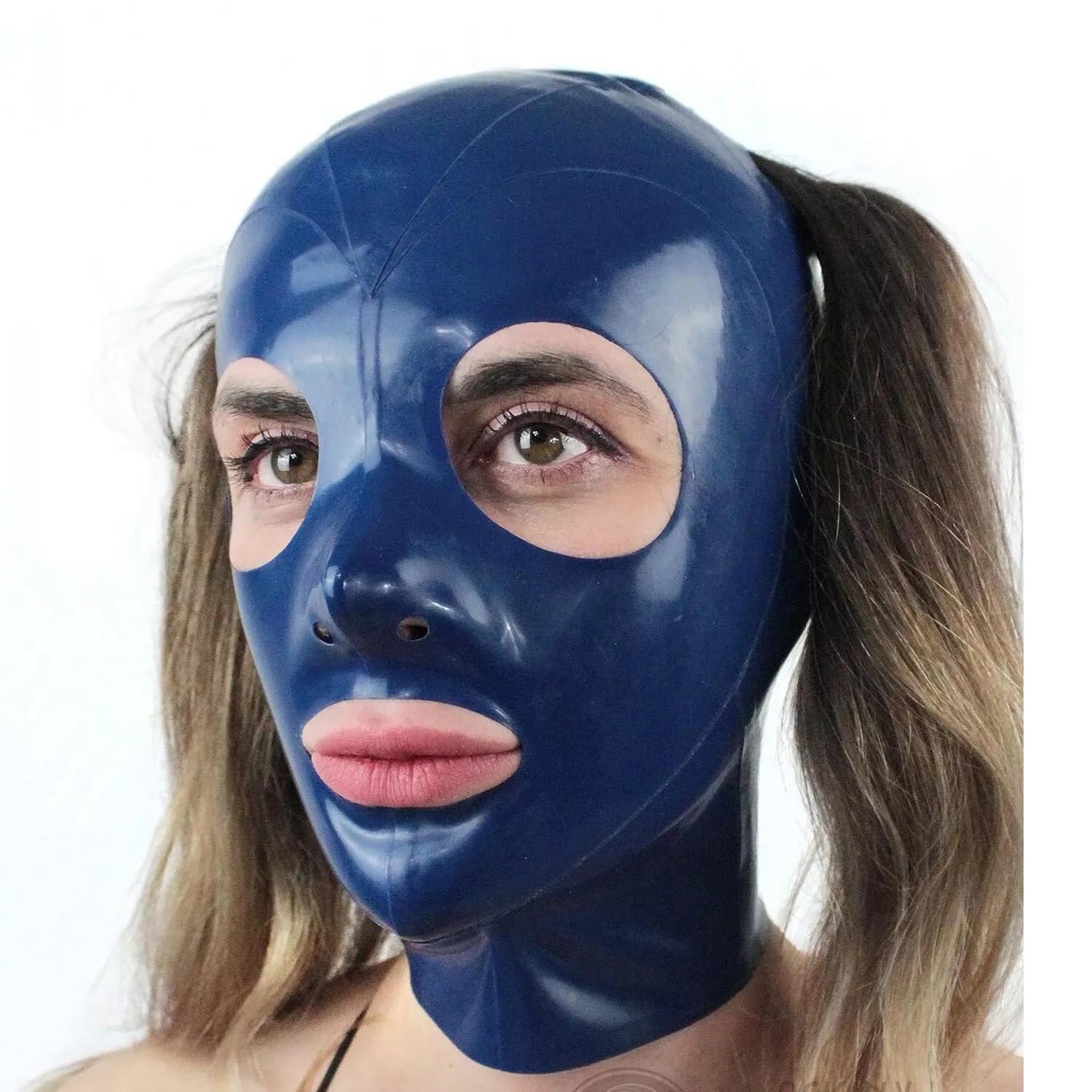 WXLPCGO Latex Hood Full Face Rubber Hood Mask Without Wig Open Eyes Mouth Natural latex for Cosplay Party Unisex(Size:XXL-73CM)