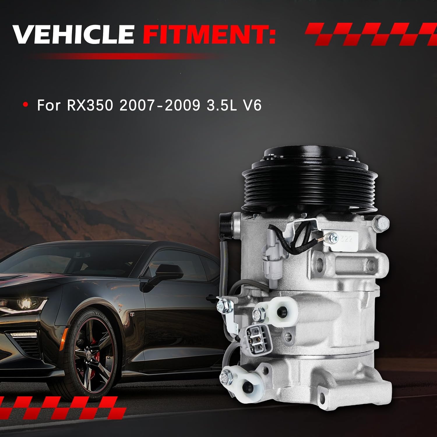AC Compressor Fit for RX350 2007-2009 3.5L V6, A/C Air Conditioning Compressors with Clutch Replace for 158336, 883204812084, 8832048120