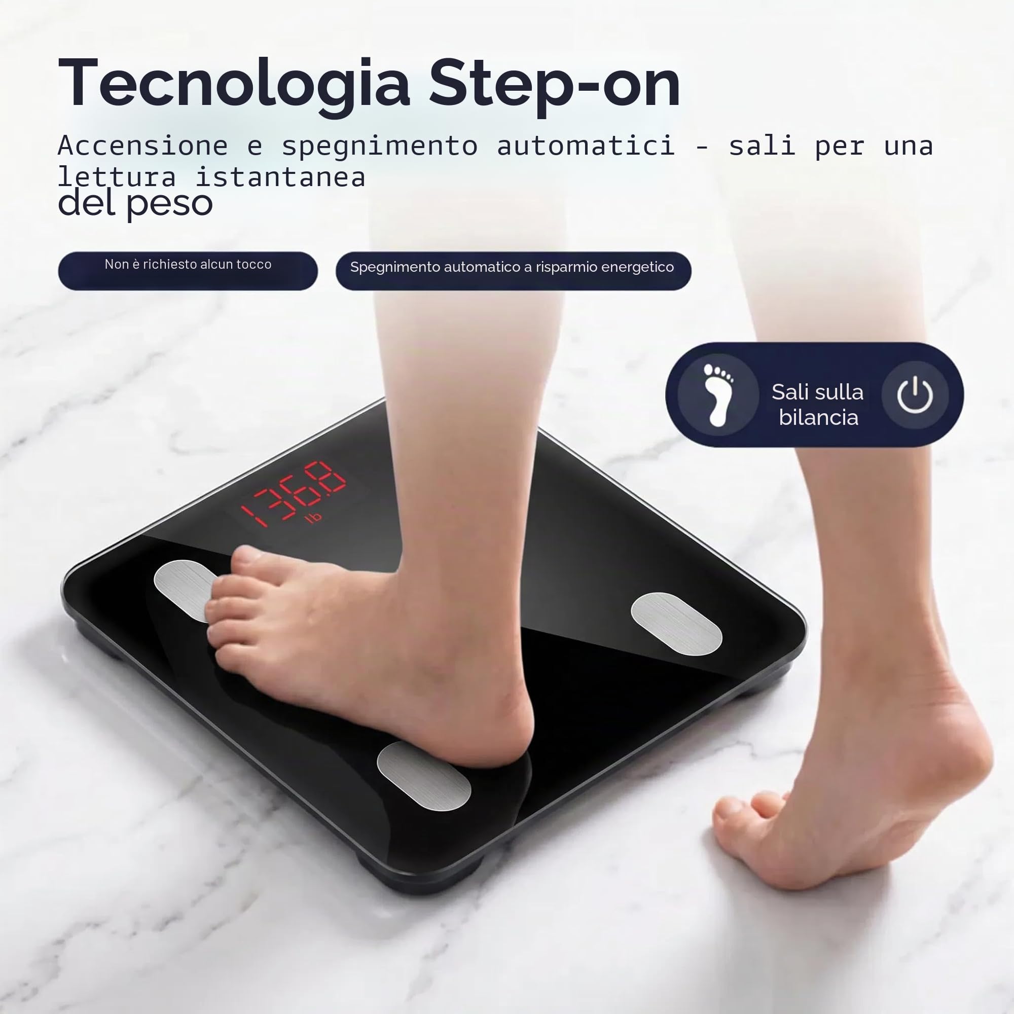 HF Bilancia Pesapersone, con 19 indici di composizione corporea Professionale Impedenziometrica Bluetooth Digitale con App Misura Peso, Massa Grassa, BMI