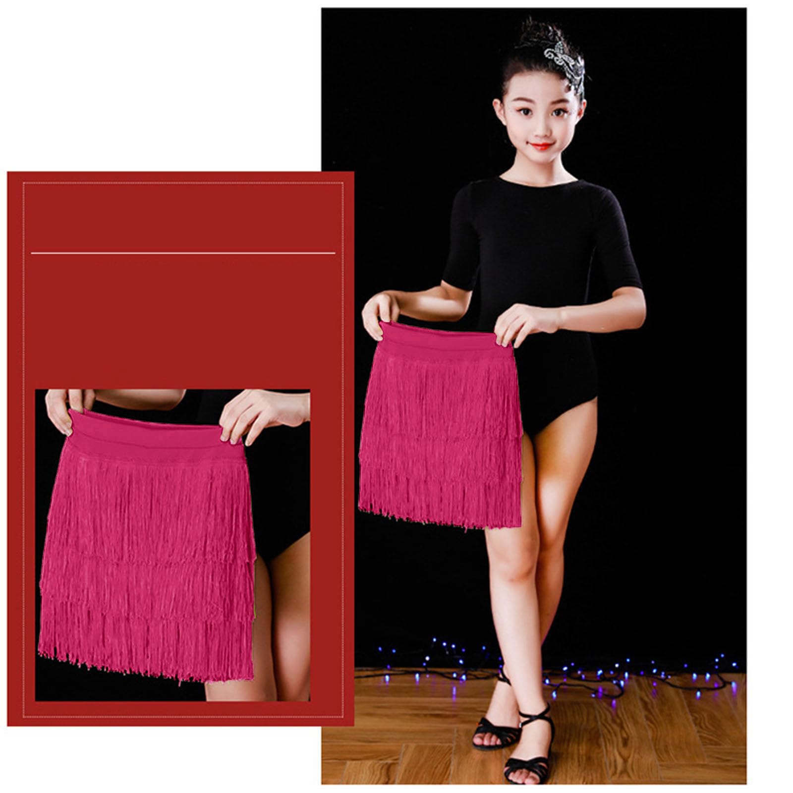 Falda de baile con borlas para niñas, salón de baile latino, pana
