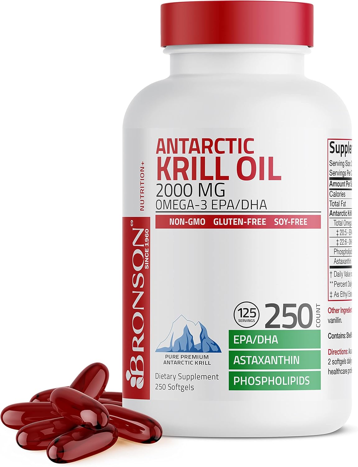 Bronson Antarctic Krill Oil 2000 mg with Omega3s EPA, DHA