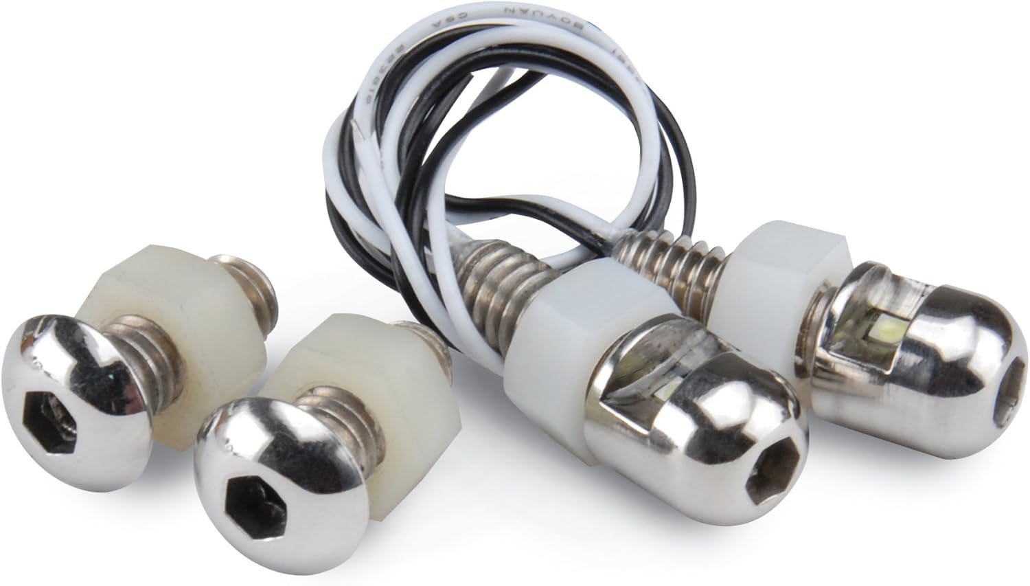 Design Engineering 030310 Lite'N Boltz LED License Plate Lighting Kit with Dome Head, 2 Piece - Polished