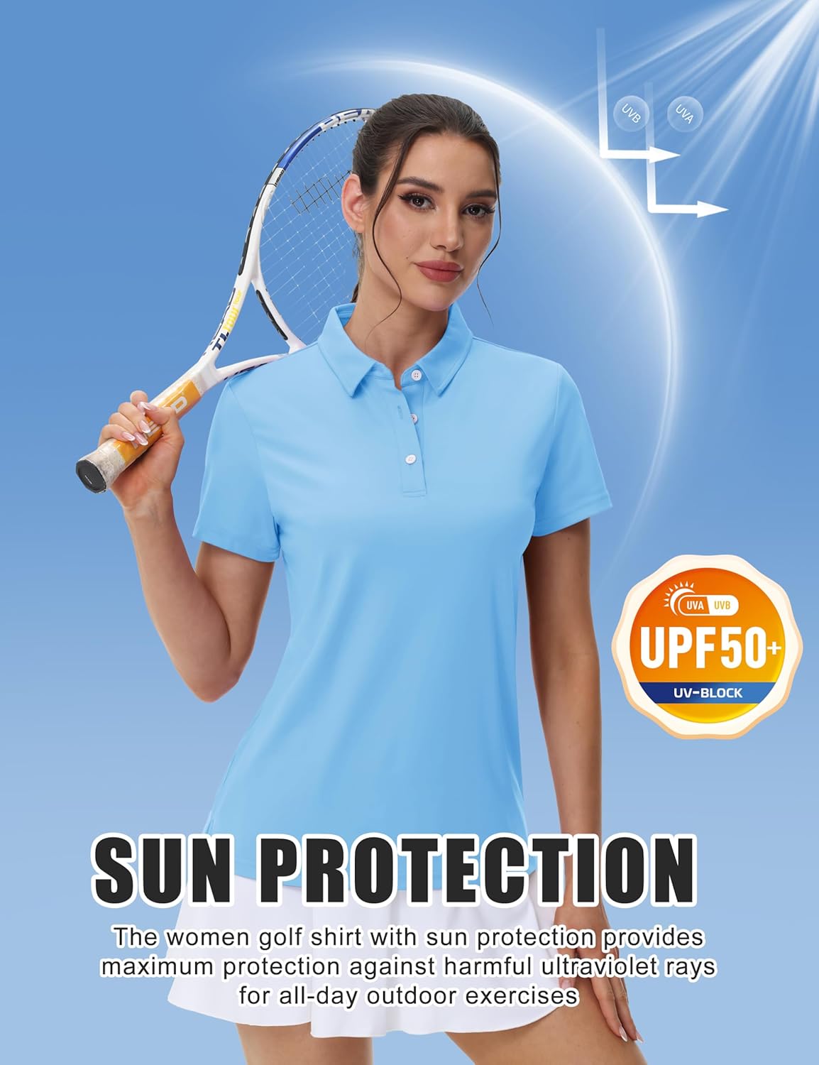 MAGCOMSEN Women's Polos Golf Shirts Short Sleeve UPF 50+ Collared Shirt Quick Dry Tennis Work Athletic Tops - Image 3