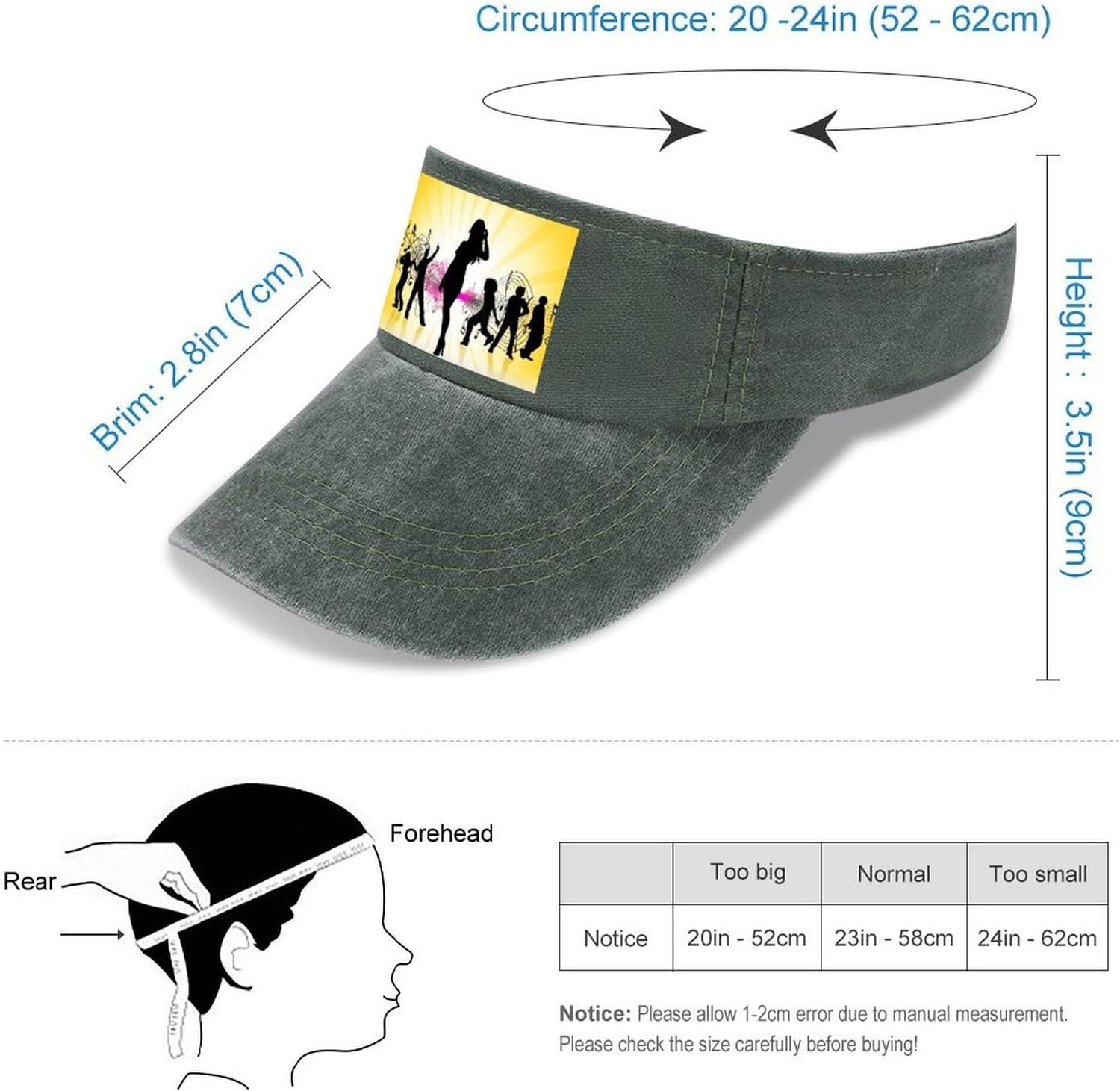 Sport Sun Visor Hats Adjustable Dance Music Silhouette Empty Top Baseball Cap for Women and Men Outdoor Activities