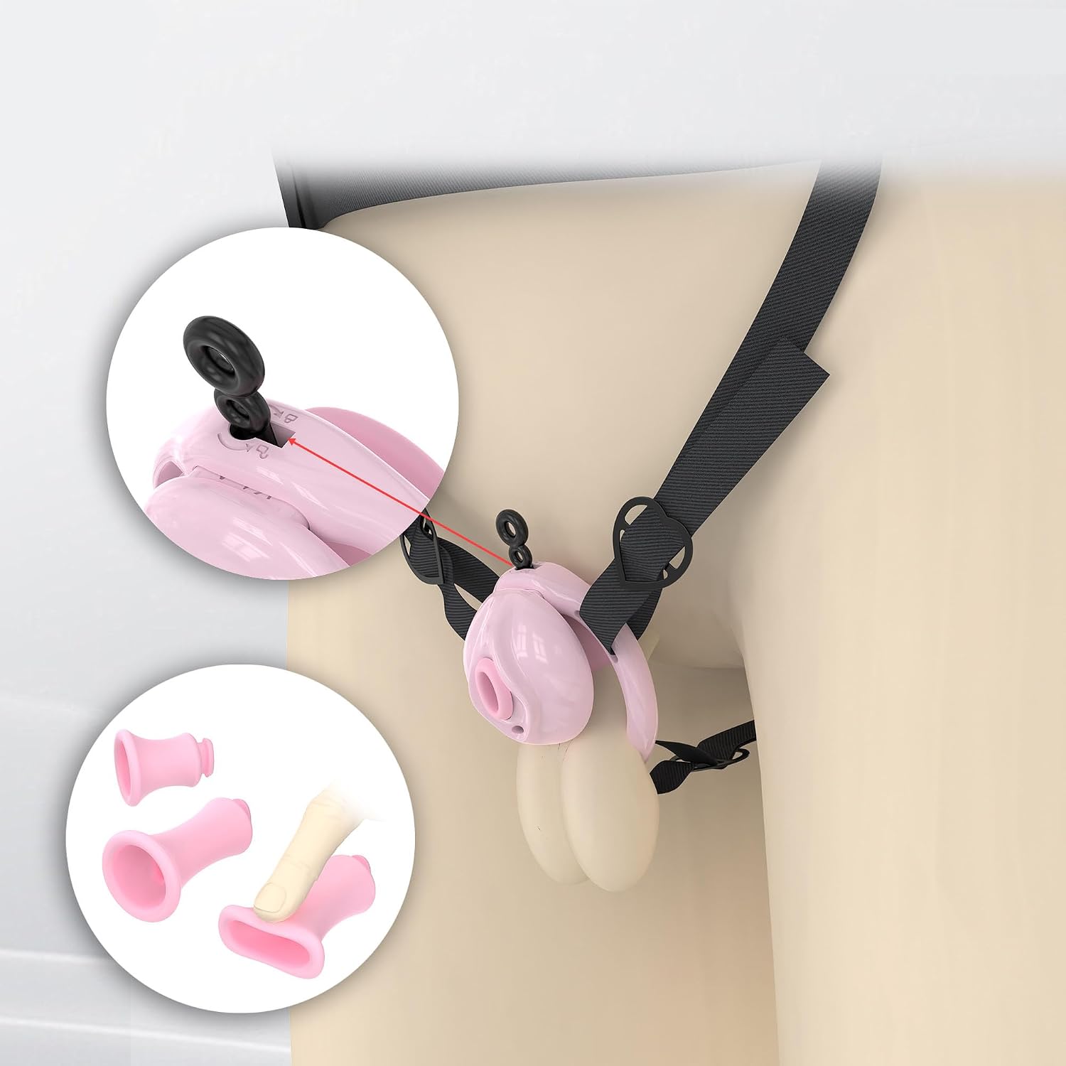 Chastity Lock Male Cock Cage - ABS Sissy Chastity Devices with Invisible Lock & 6 Adjustable Cock Ring, Penis Abstinence Elasticity Belt Comfortable Penis Cage Bondage Gear Sex Toys