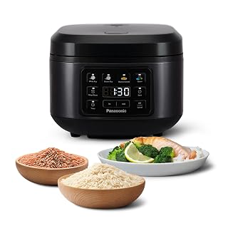Panasonic SR-DA152KXE Automatischer Reiskocher mit Dampfgarer, Fuzzy-Logik, Wasserverhältnisanzeige, BPA-frei, Warmhalten, Startverzögerung, spülmaschinengeeignete Teile, vielseitig, schwarz - Amazon product rated Grade A